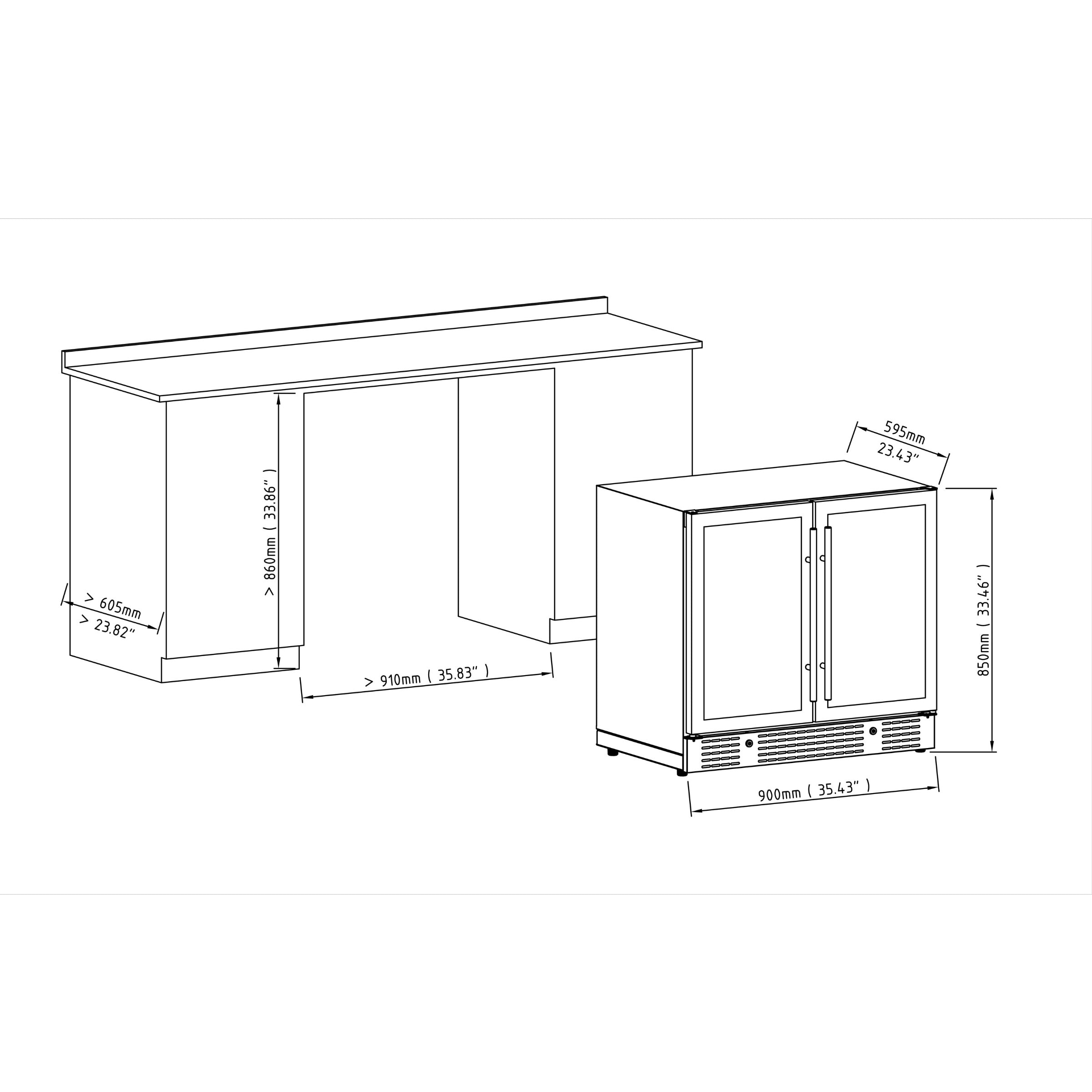 36" Beer and Wine Cooler Combination with Low-E Glass Door