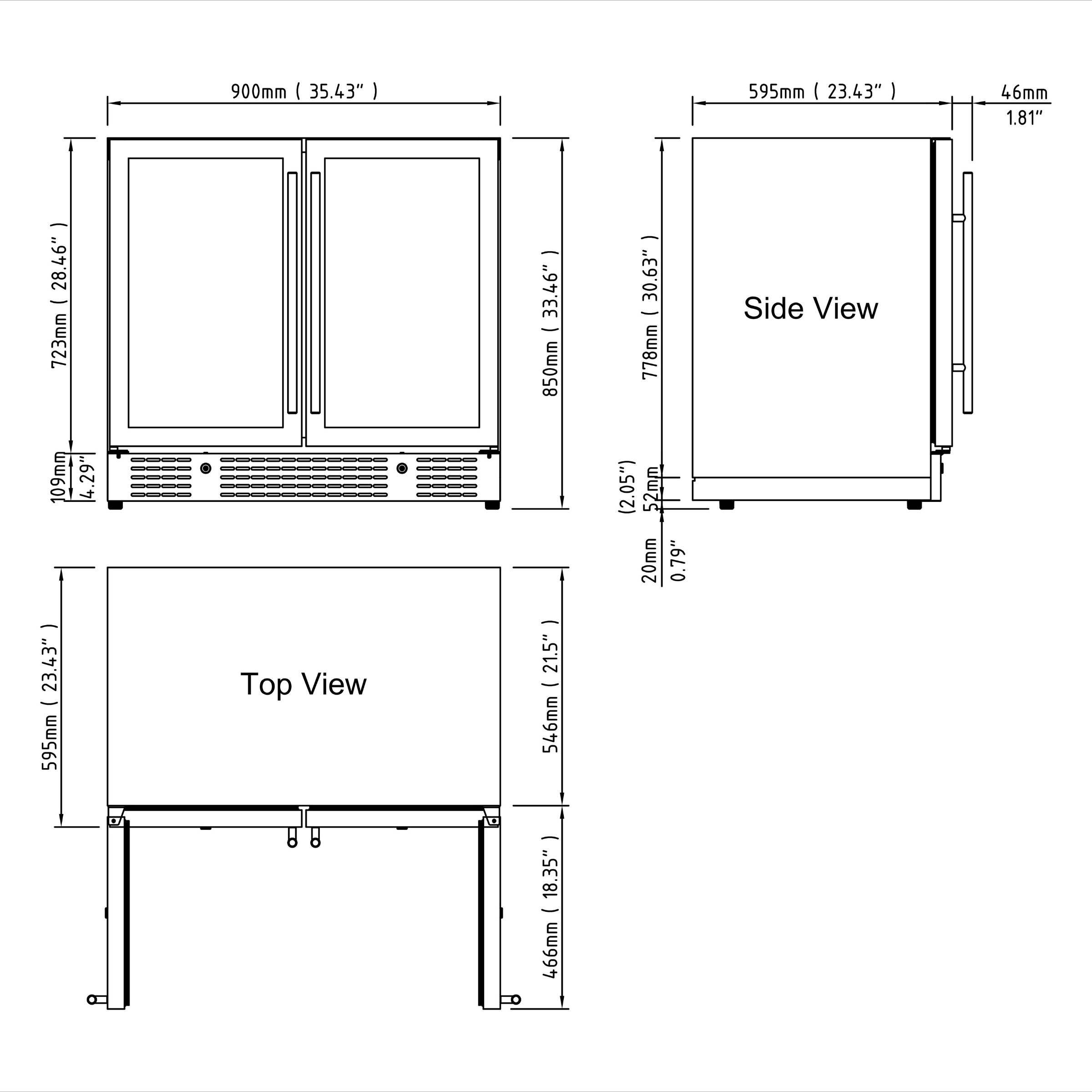 36" Beer and Wine Cooler Combination with Low-E Glass Door