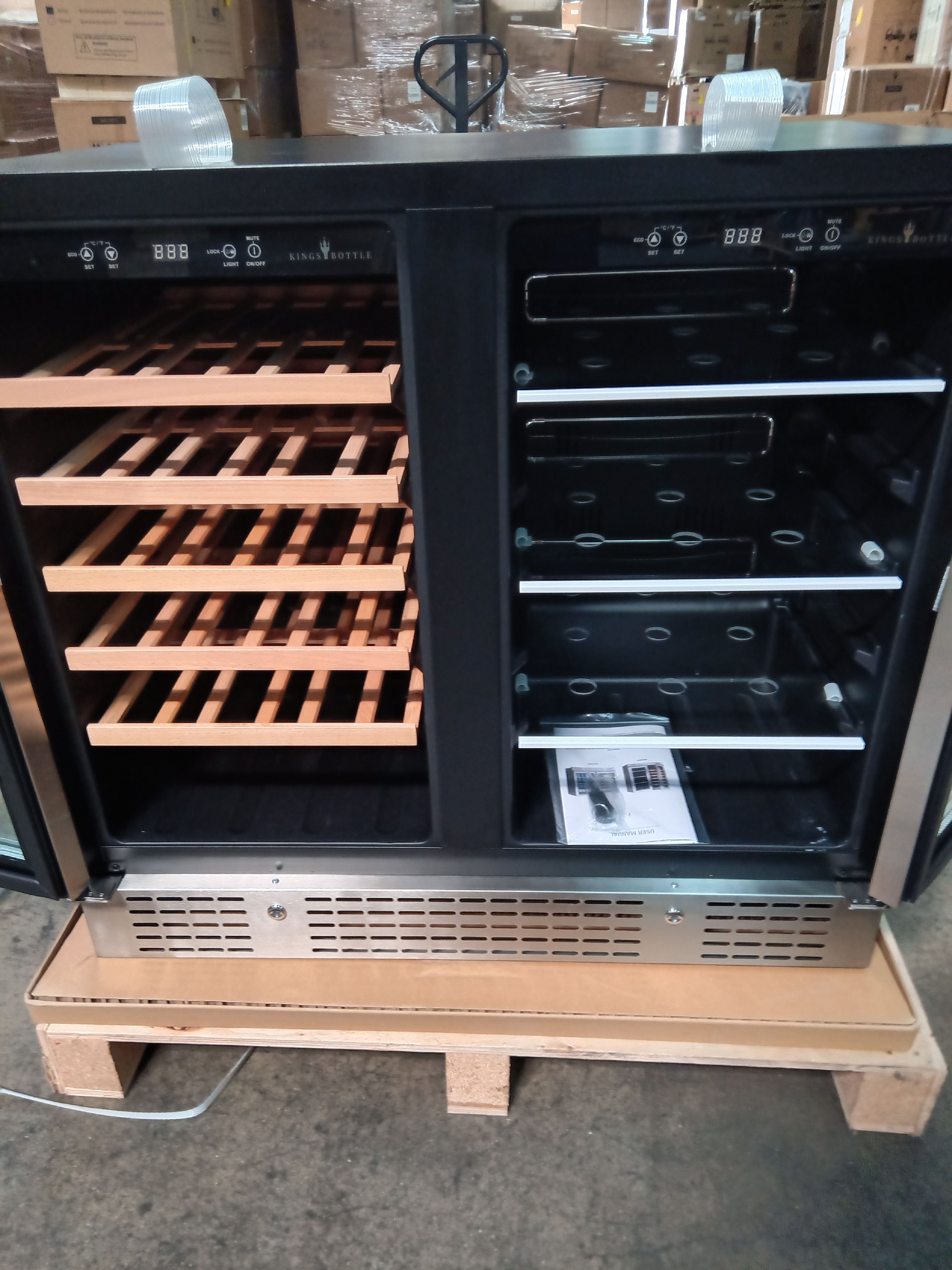 Refurbished - 36" Beer and Wine Cooler Combination with Low-E Glass Door - Stainless Steel Door