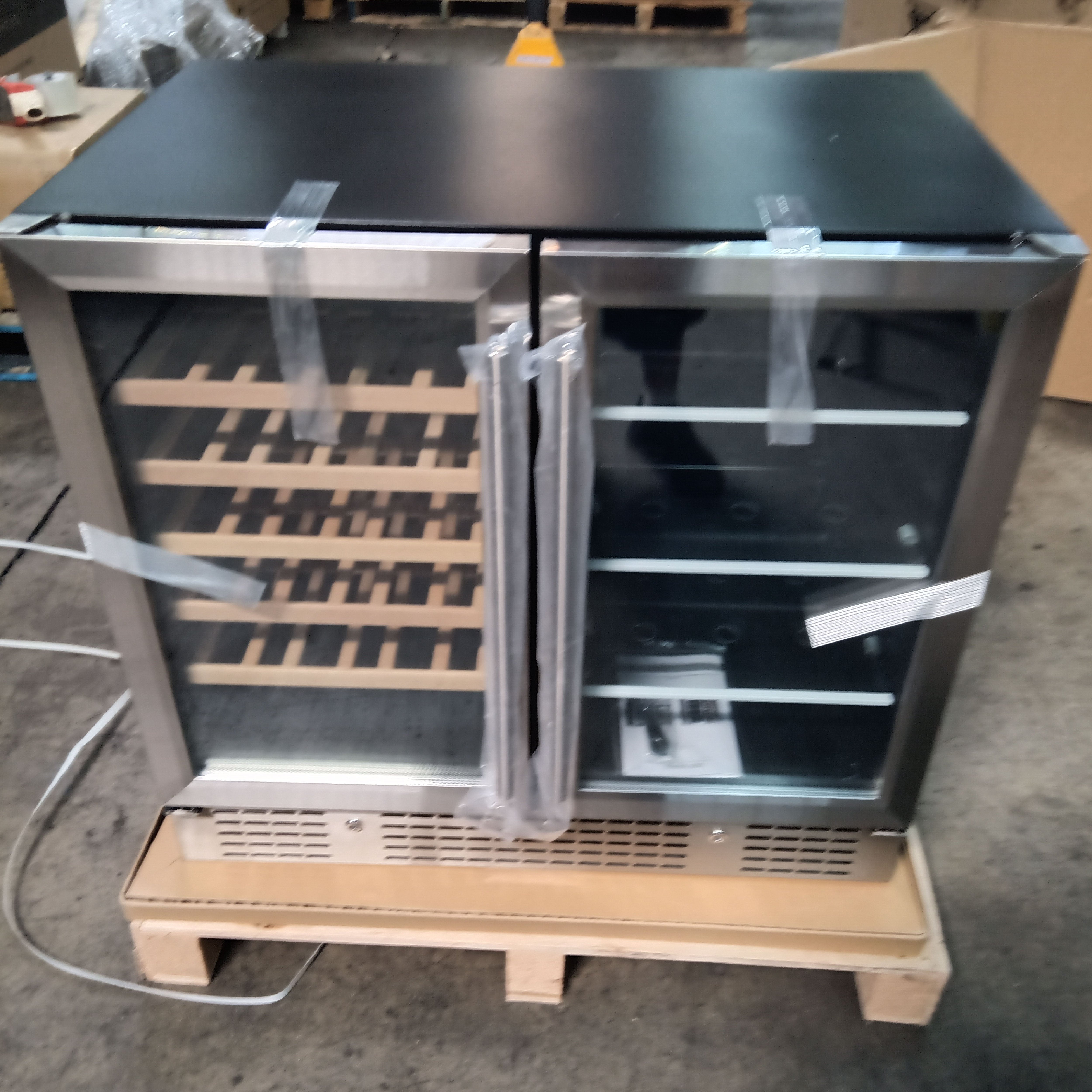 Refurbished - 36" Beer and Wine Cooler Combination with Low-E Glass Door - Stainless Steel Door