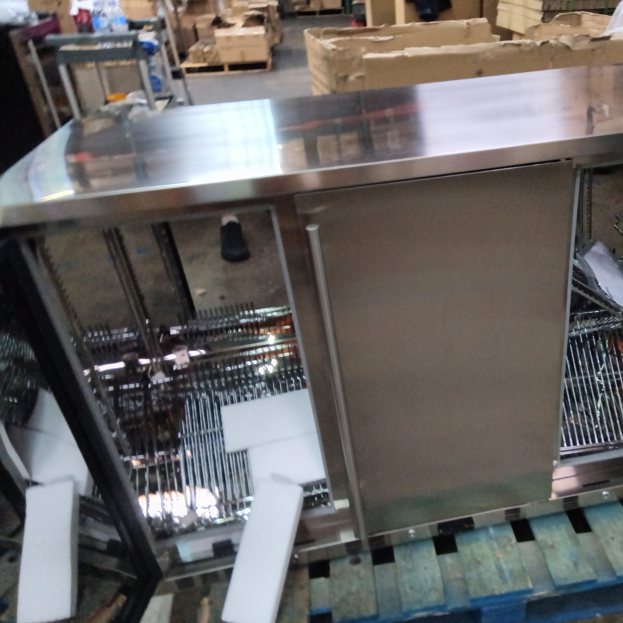Refurbished - 53 Inch Solid 3-Door Outdoor Beverage Drinks Cooler - Stainless Steel Door 2