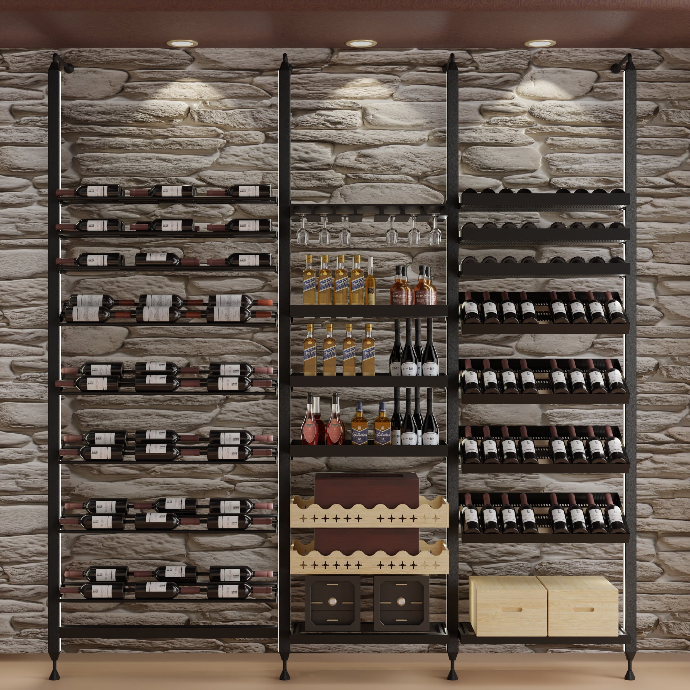 Lumi Nexus Wine Rack System - Floor-to-Ceiling & Floor-to-Wall LED Wine Storage