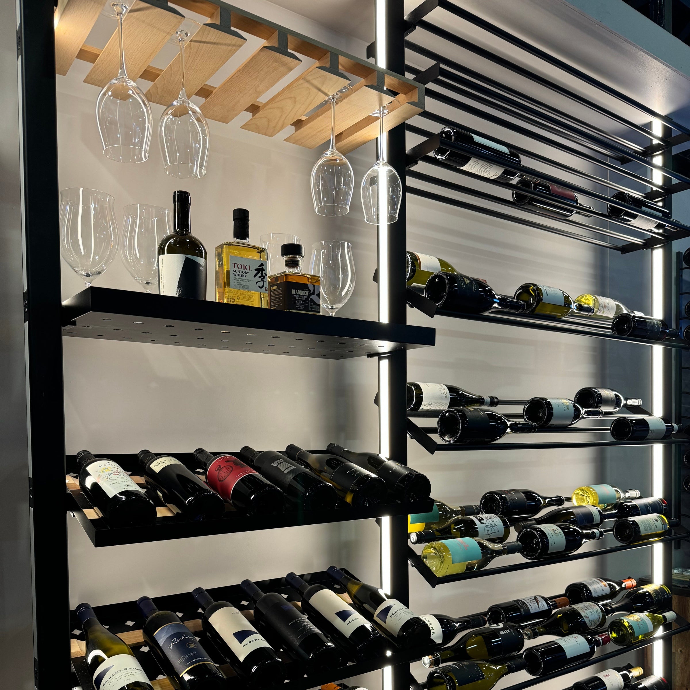 Lumi Nexus Wine Rack System - Floor-to-Ceiling & Floor-to-Wall LED Wine Storage