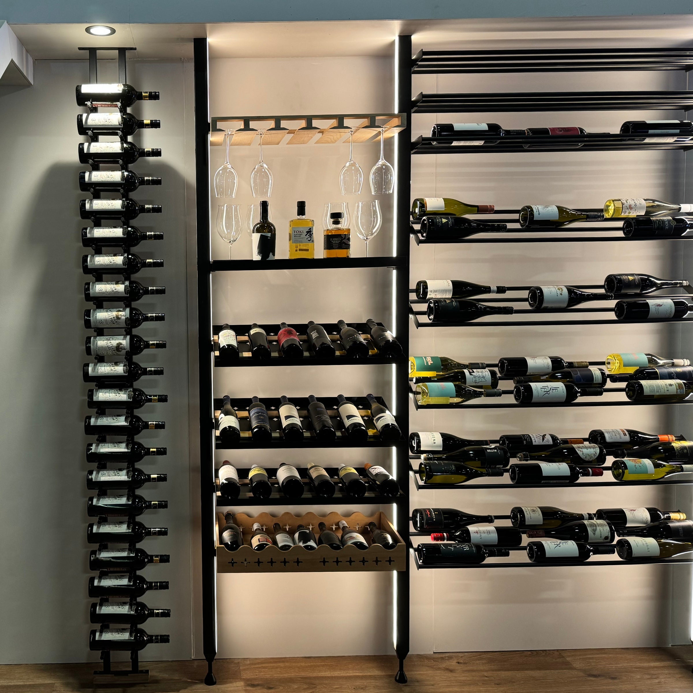 Lumi Nexus Wine Rack System - Floor-to-Ceiling & Floor-to-Wall LED Wine Storage