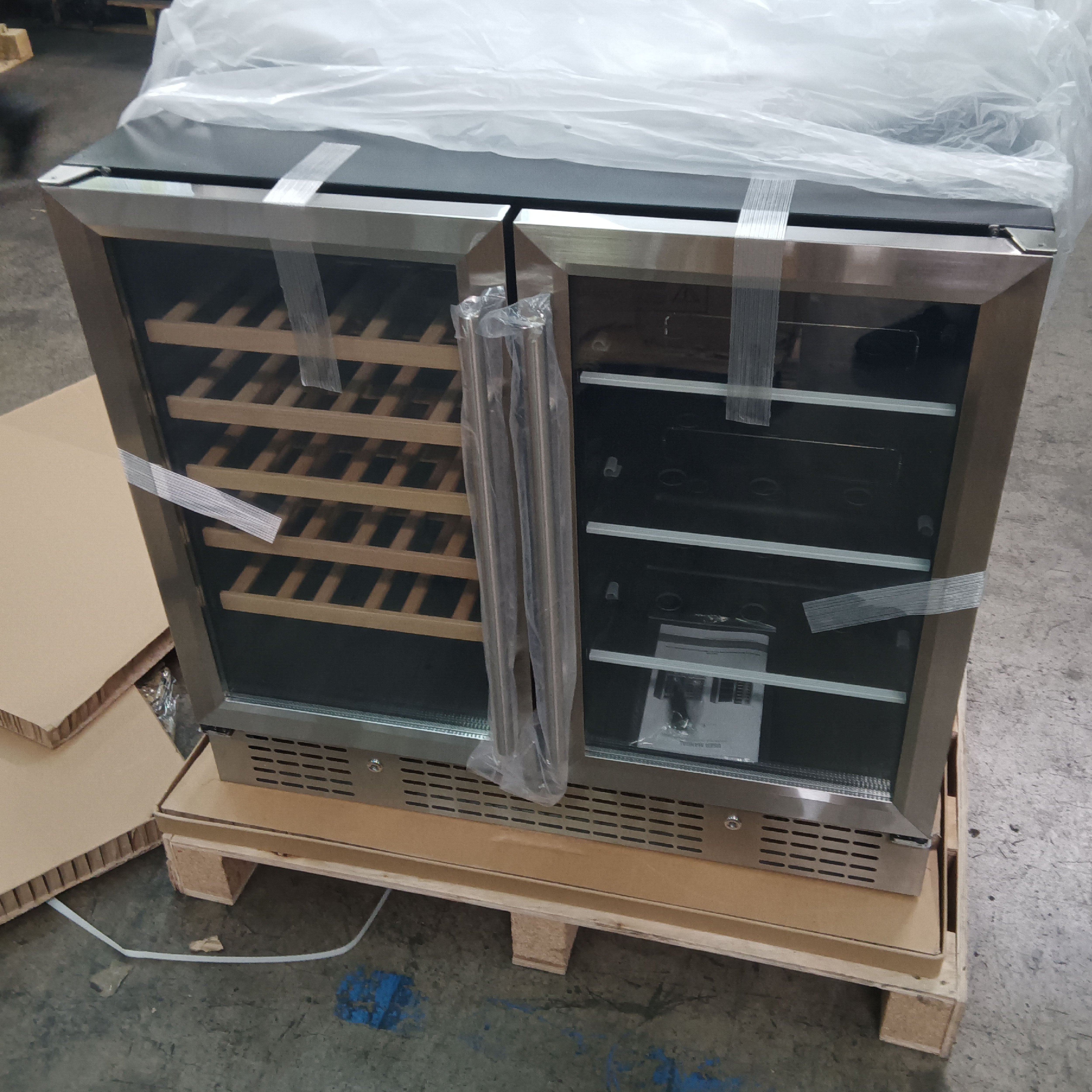 Refurbished - 36" Beer and Wine Cooler Combination with Low-E Glass Door - Stainless Steel Door