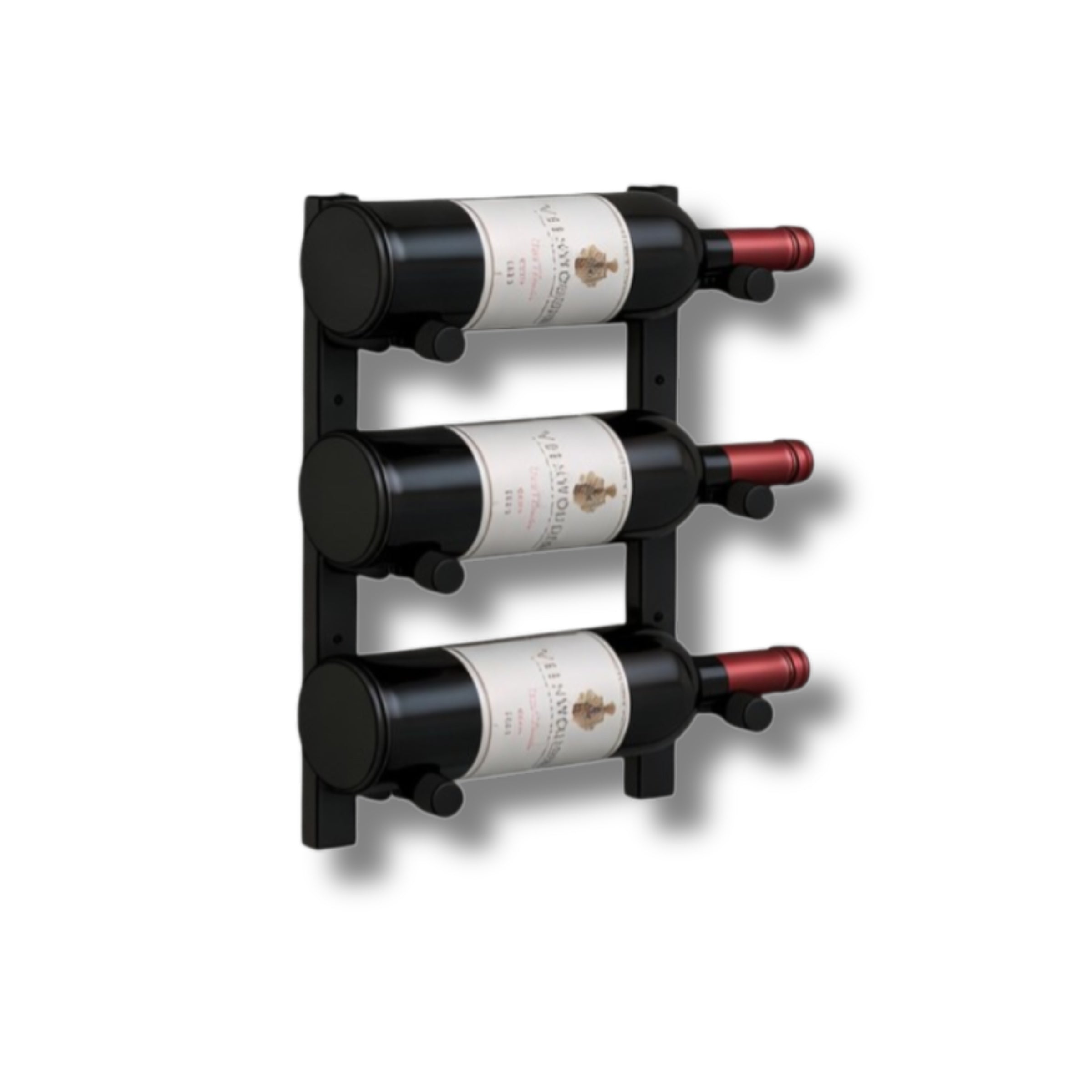 Wall-Mounted Metal Rail Wine Rack with Offset Pegs