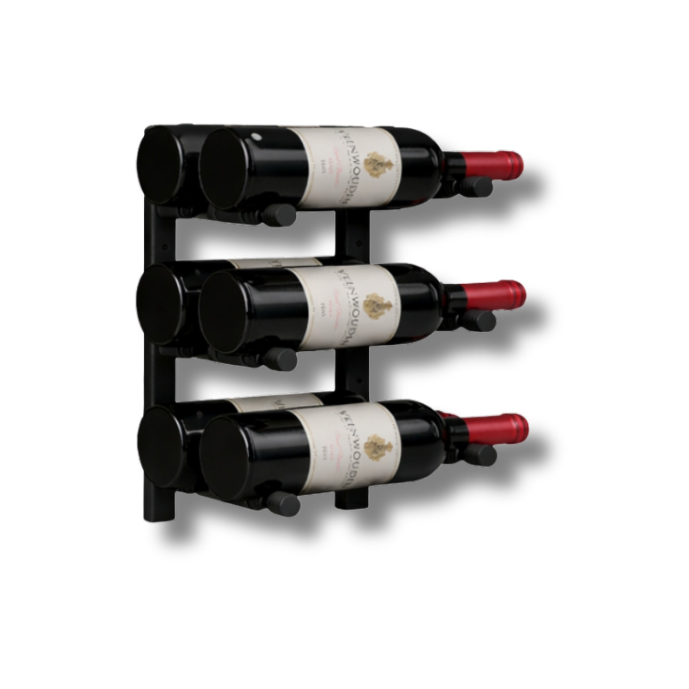 Wall-Mounted Metal Rail Wine Rack with Offset Pegs