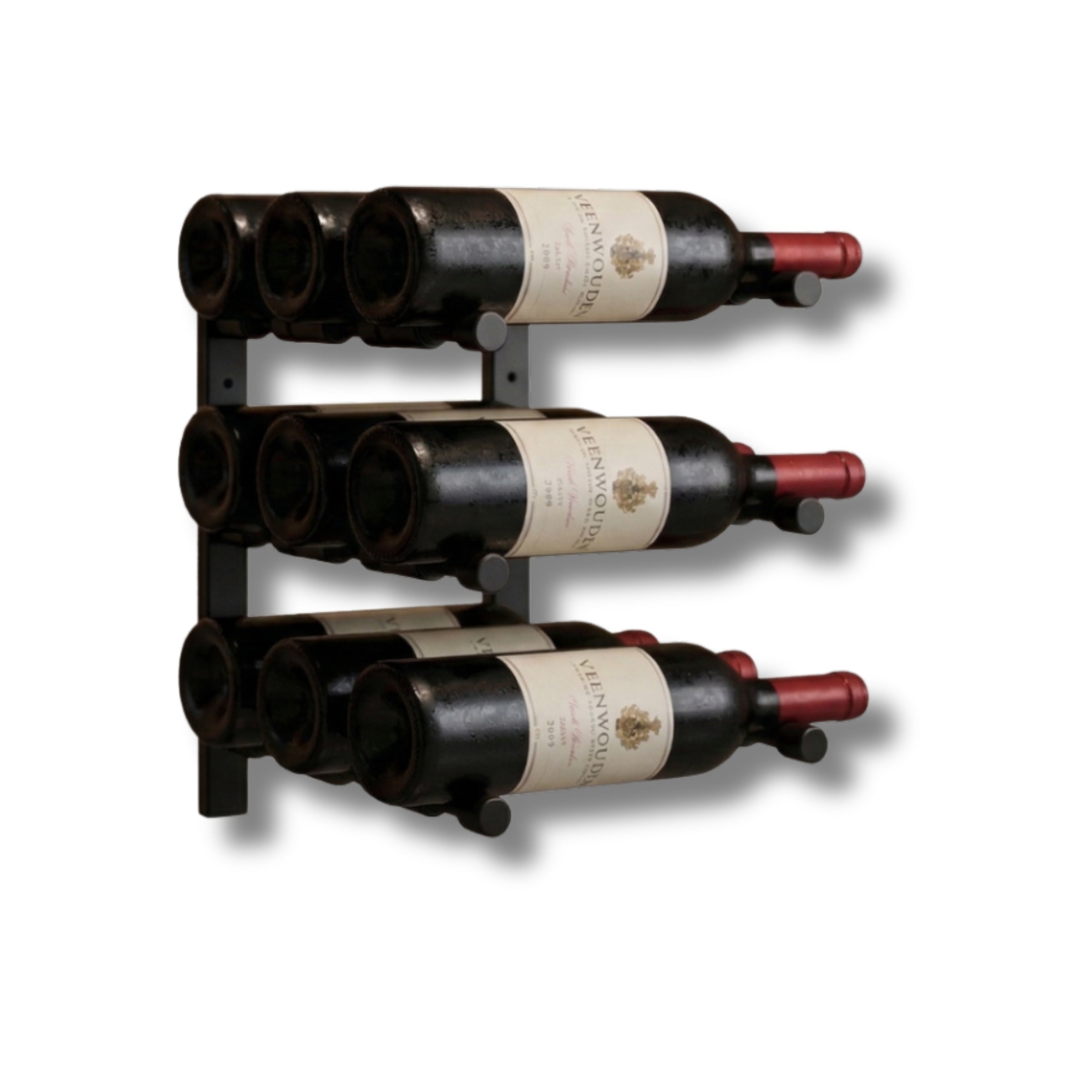 Wall-Mounted Metal Rail Wine Rack with Offset Pegs