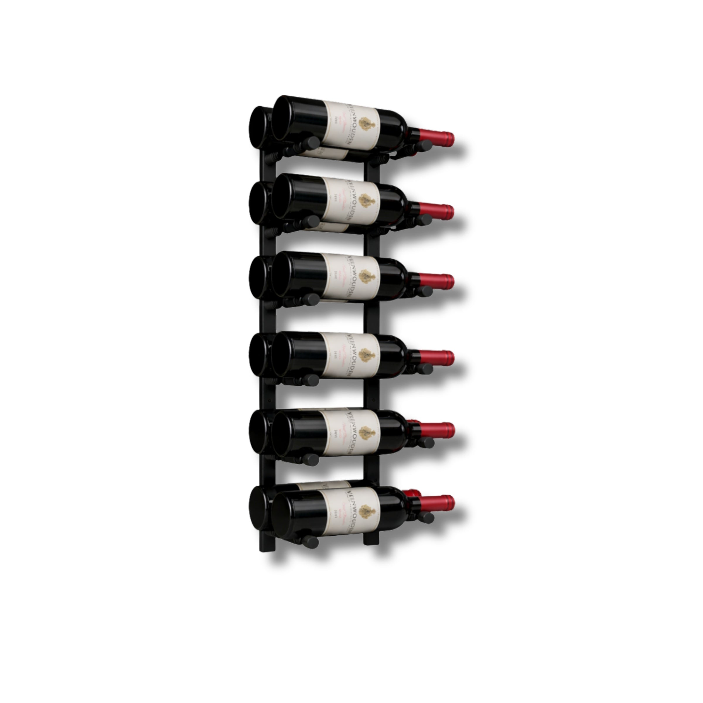 Wall-Mounted Metal Rail Wine Rack with Offset Pegs