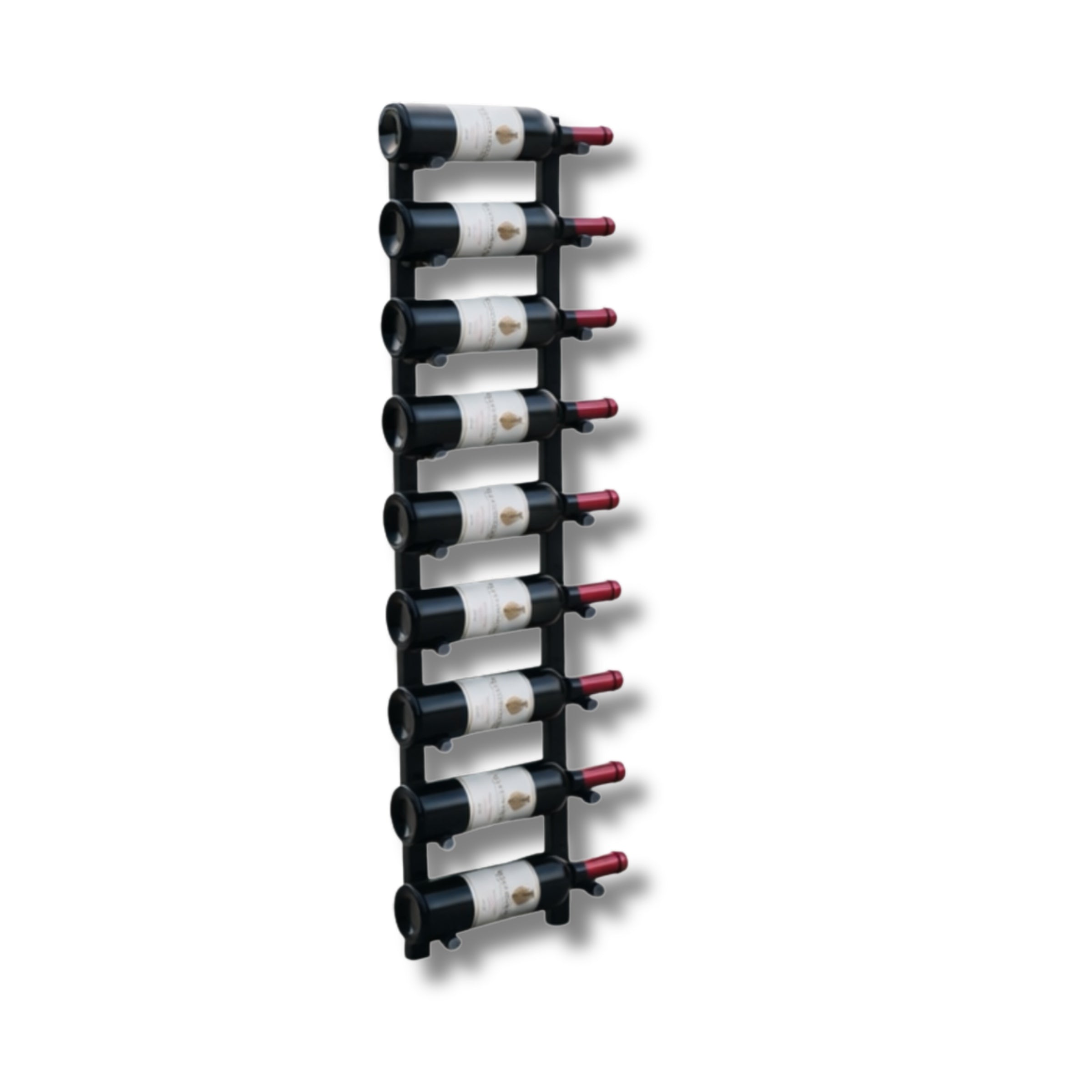 Wall-Mounted Metal Rail Wine Rack with Offset Pegs