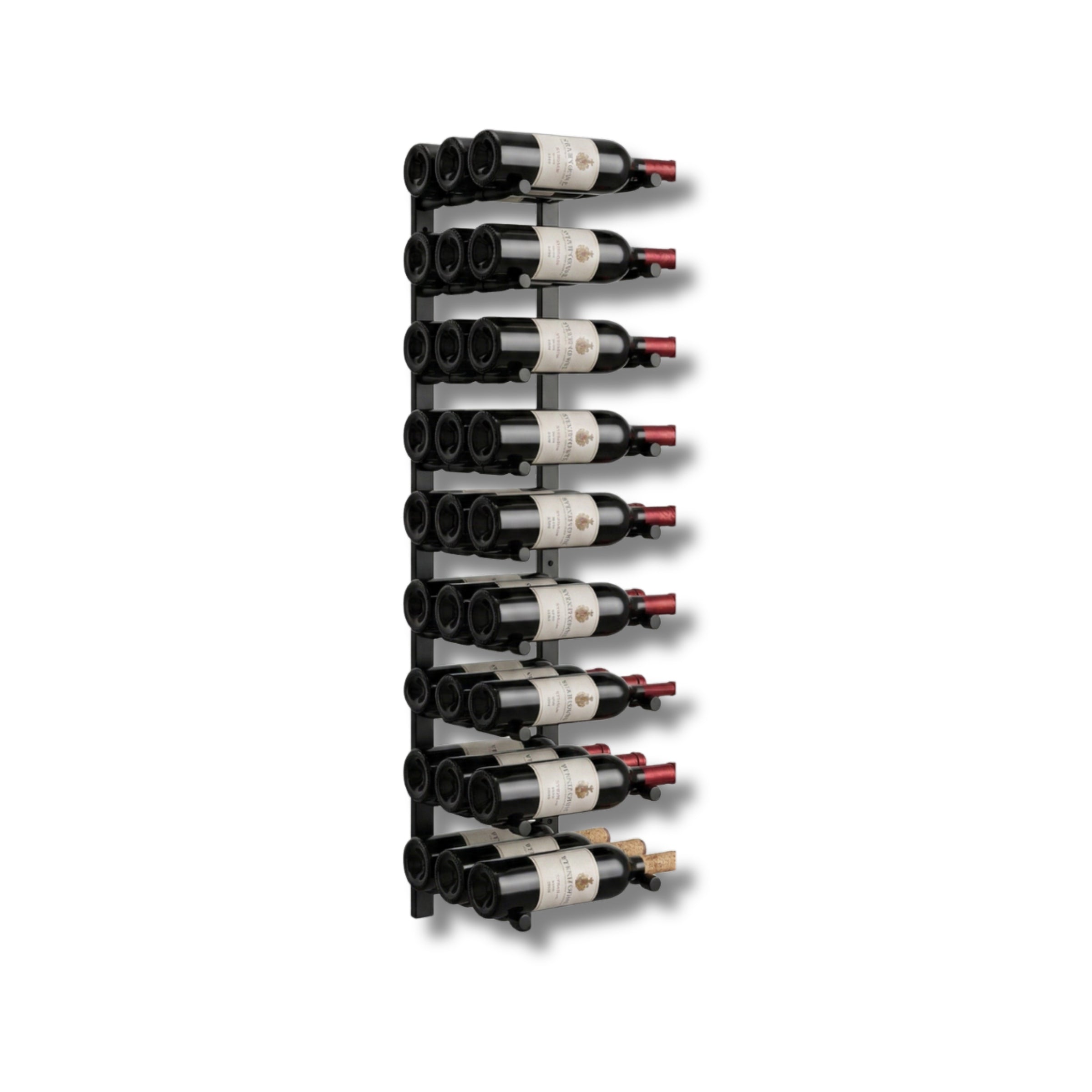 Wall-Mounted Metal Rail Wine Rack with Offset Pegs