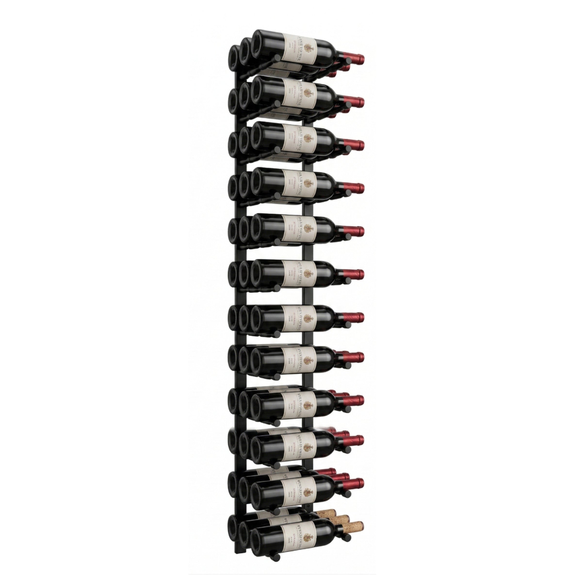 Wall-Mounted Metal Rail Wine Rack with Offset Pegs
