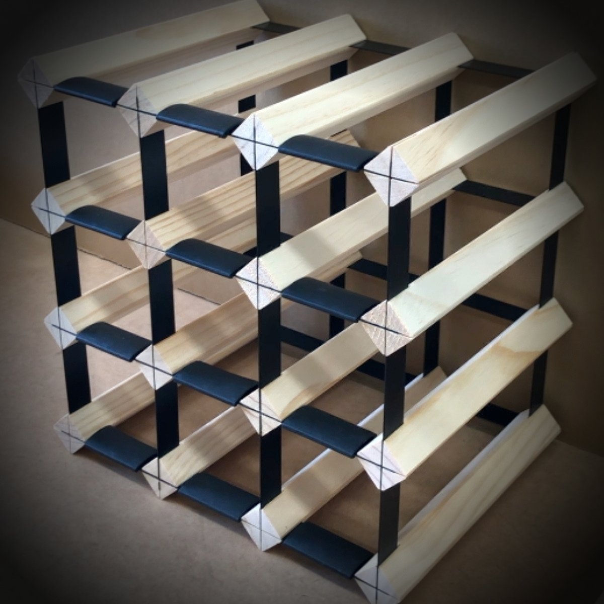 12 Bottle Timber Wine Rack | 3x3 Configuration | KingsBottle display picture 1