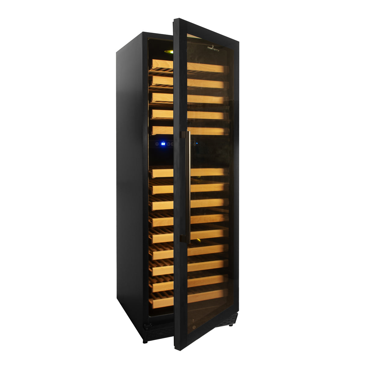 164 Bottle Large Wine Refrigerator With Borderless Black Glass Door