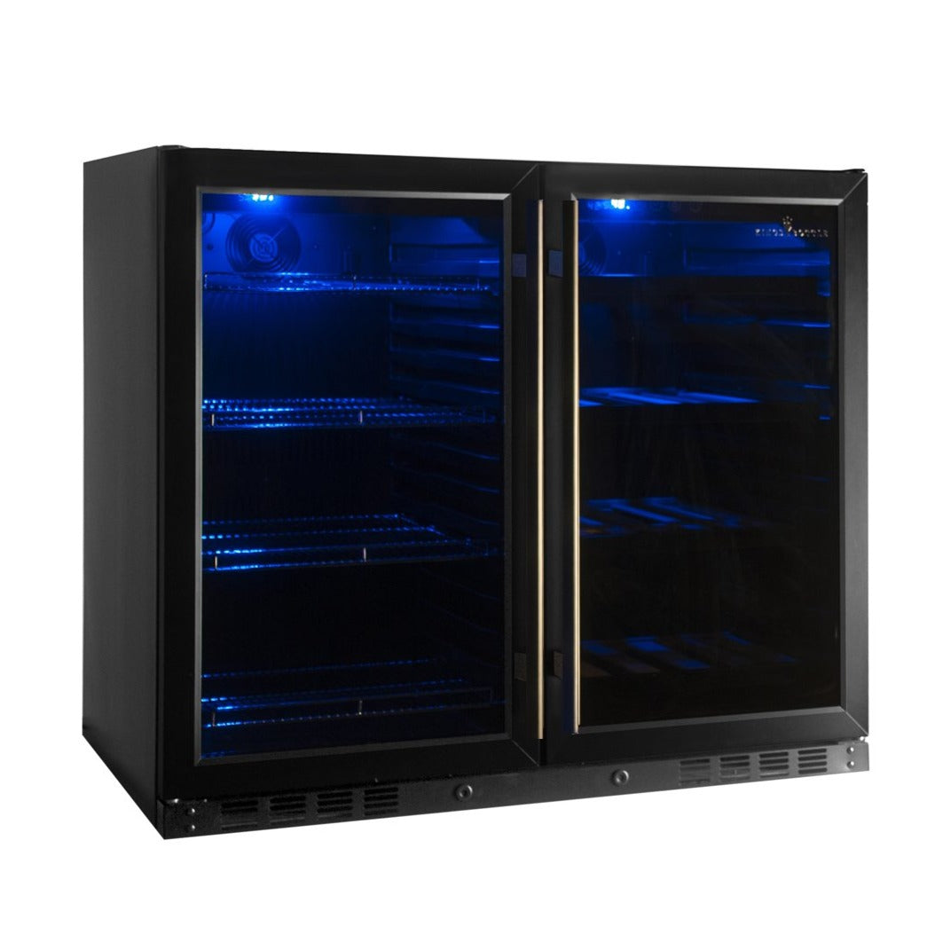 39 Inch Under Counter Black Door Wine And Beer cooler Combo