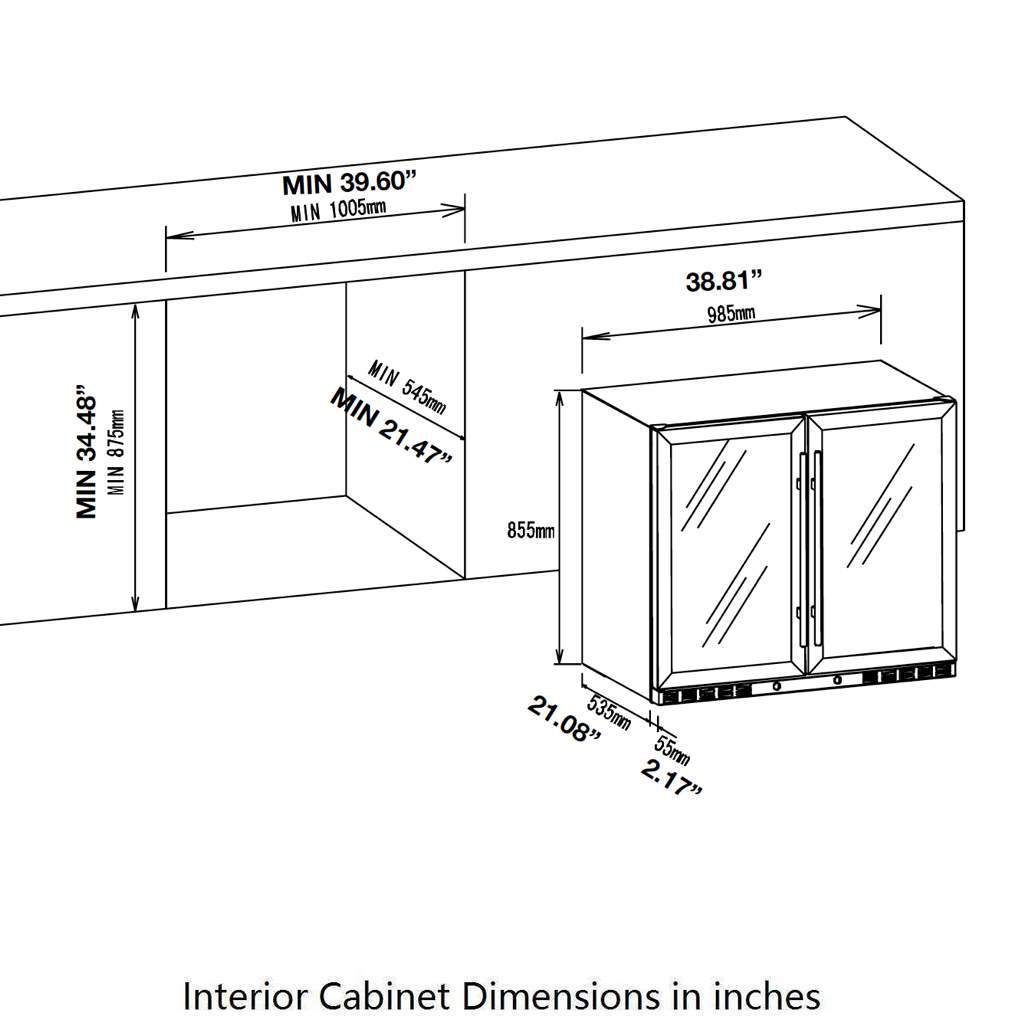 wine fridge dimensions