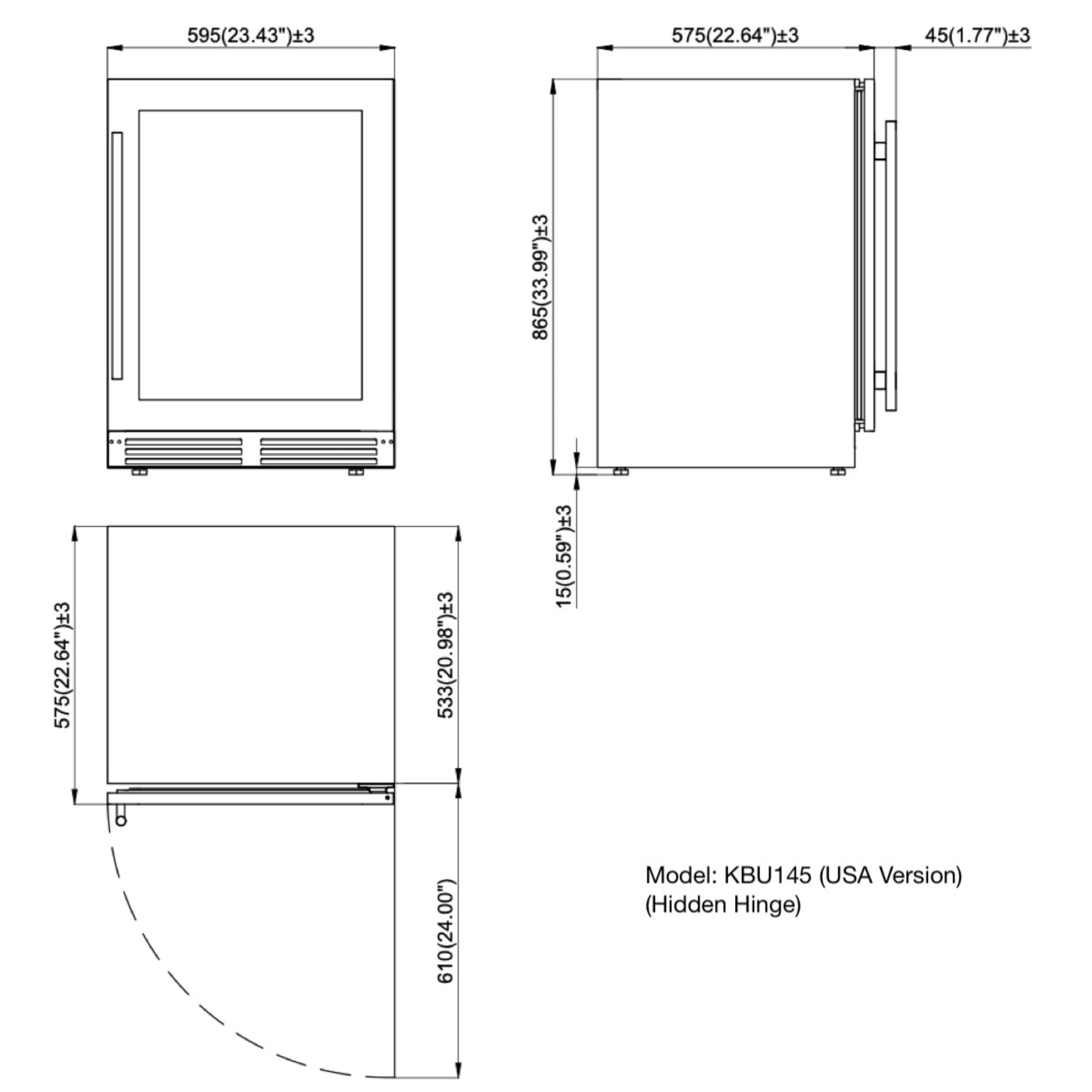 24-Inch Under-Counter Single Zone Wine Cooler with Low-E Glass Door