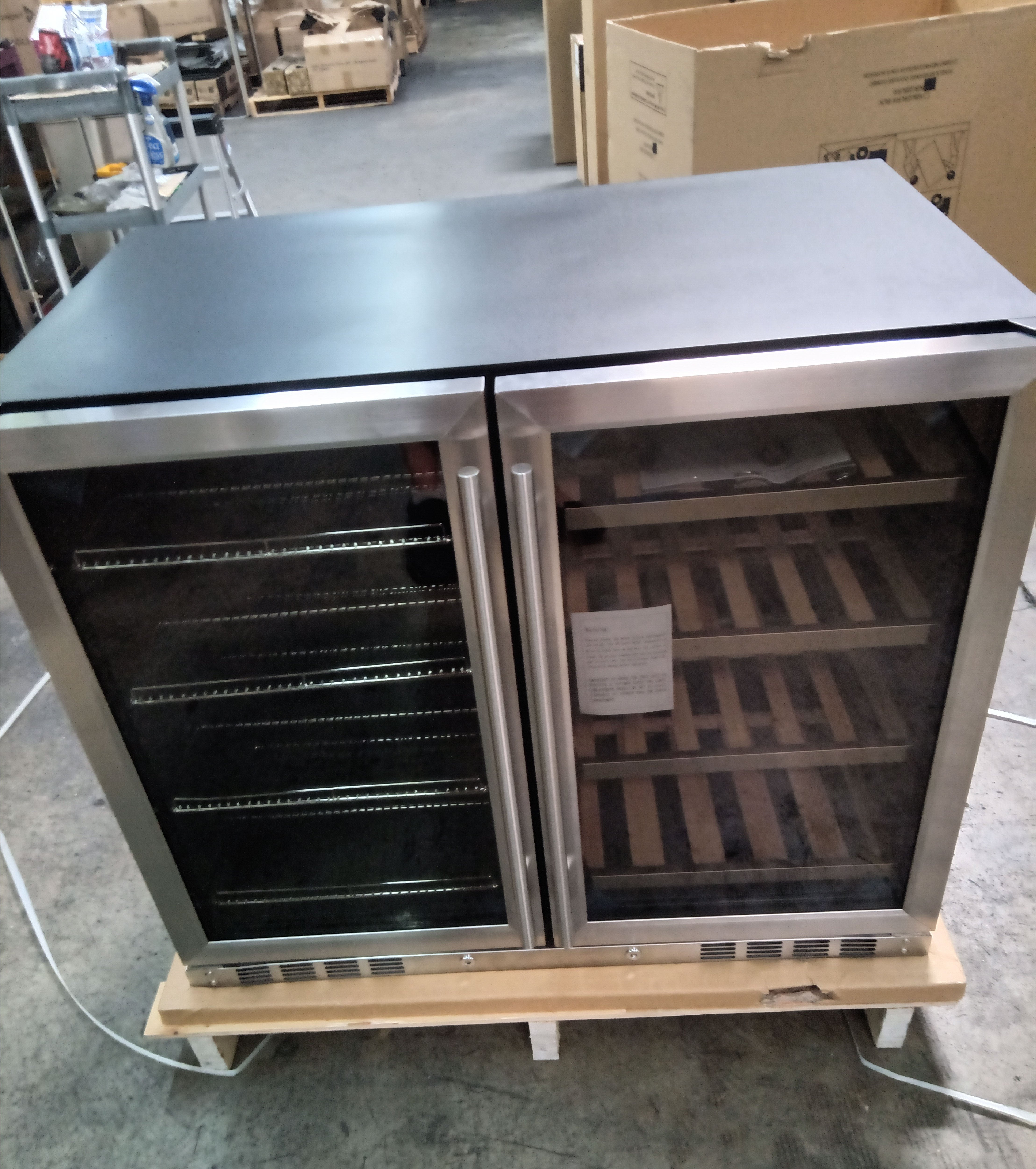 Refurbished - 39 Inch Under Counter Wine And Beer Fridge Combo - Stainless Steel Door
