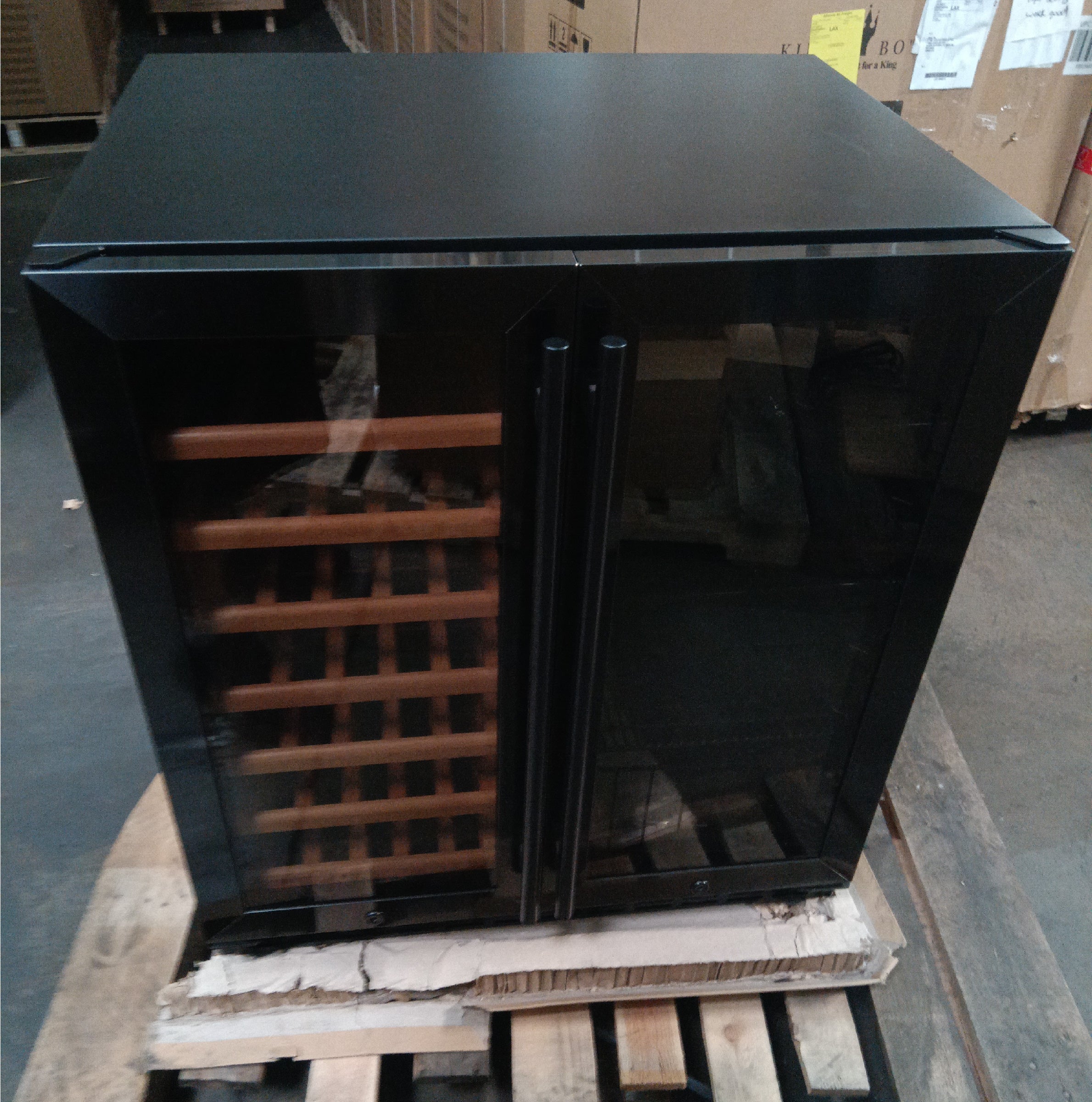 Refurbished - 30" Under Counter Low-E Glass Door Wine and Beer Cooler Combo - Glass Door With Black Frame