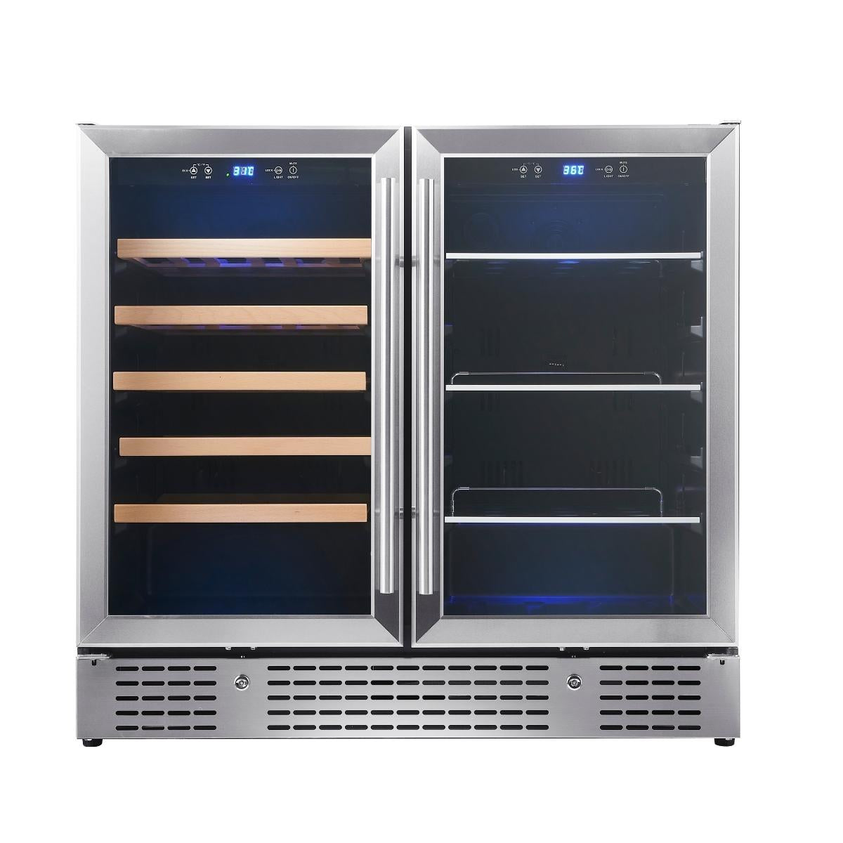 36" Beer and Wine Cooler Combination with Low-E Glass Door