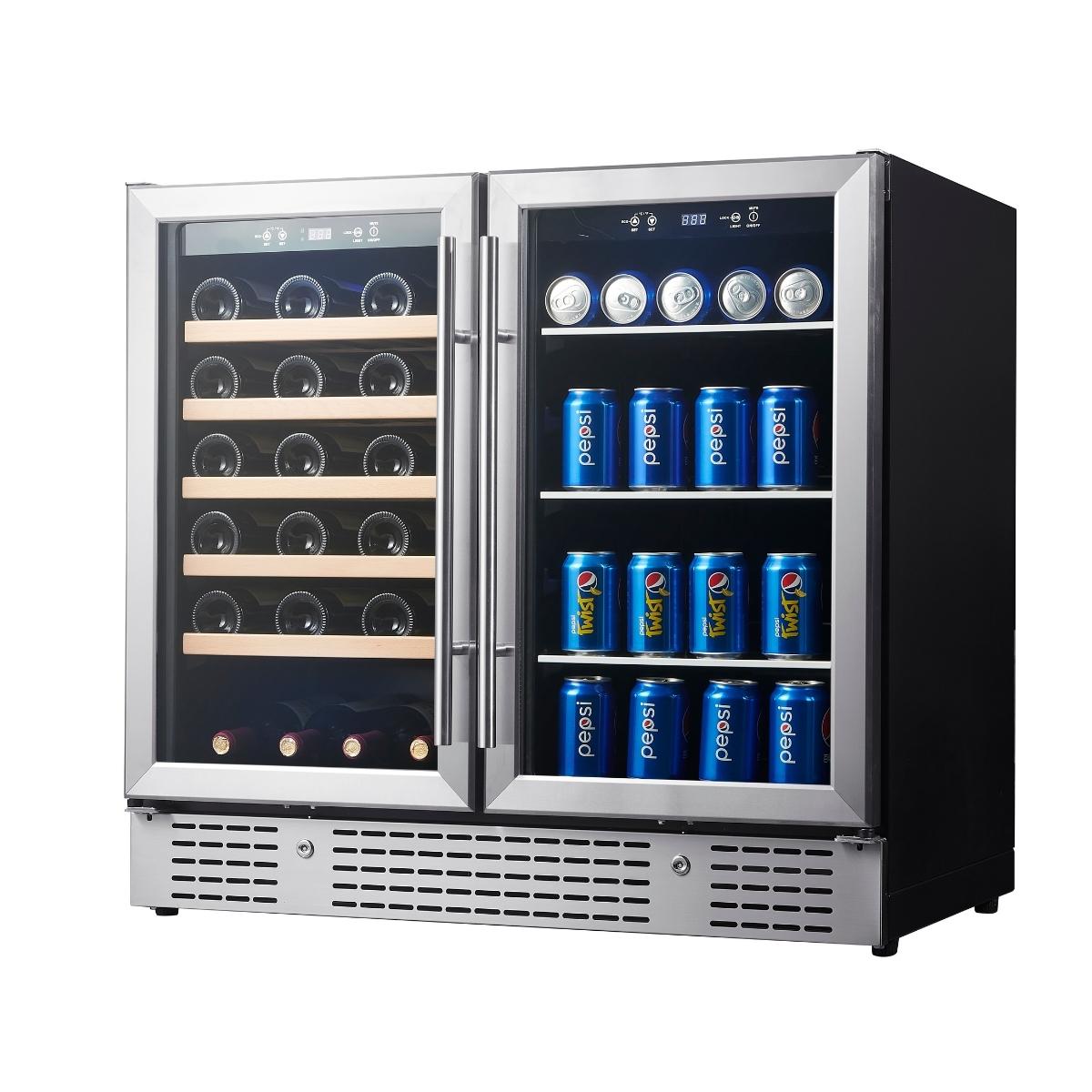 36" Beer and Wine Cooler Combination with Low-E Glass Door