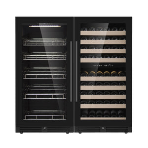 47" Height Dual-Zone Wine & Beverage Refrigerator Combo with Low-E Glass Door