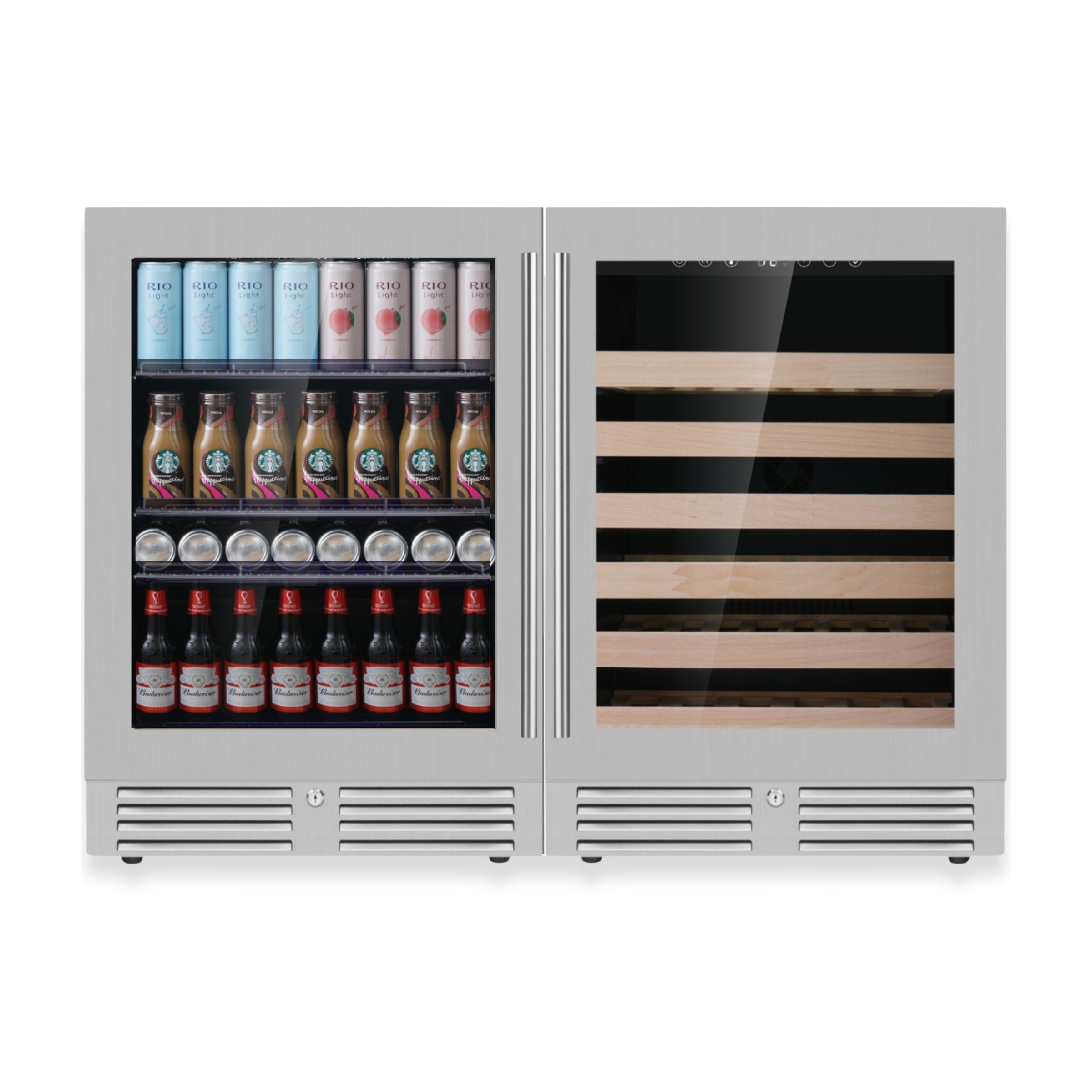 Ultimate Under-Bench Wine & Beverage Refrigerator Combo with Low-E Glass Door