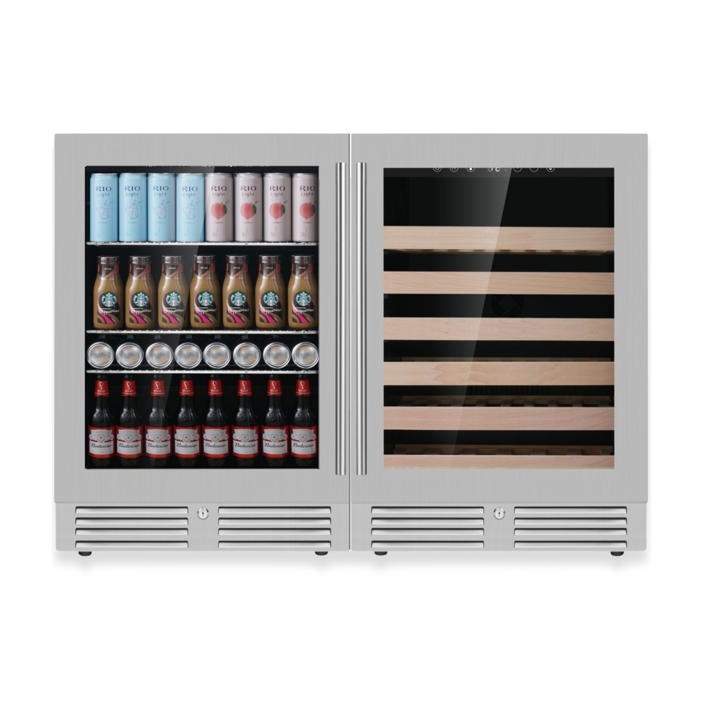 Ultimate Under-Bench Wine & Beverage Refrigerator Combo with Low-E Glass Door