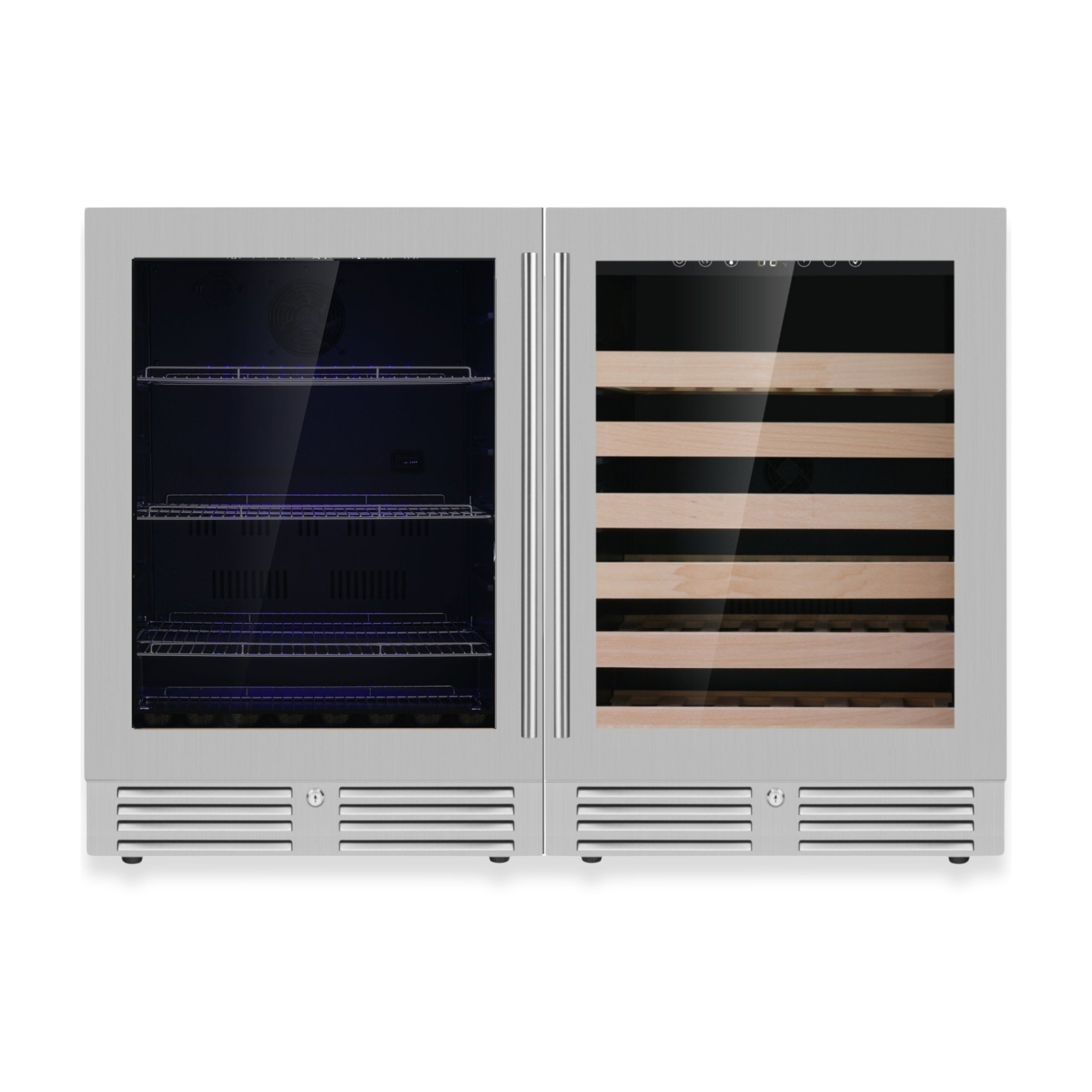 Ultimate Under-Bench Wine & Beverage Refrigerator Combo with Low-E Glass Door