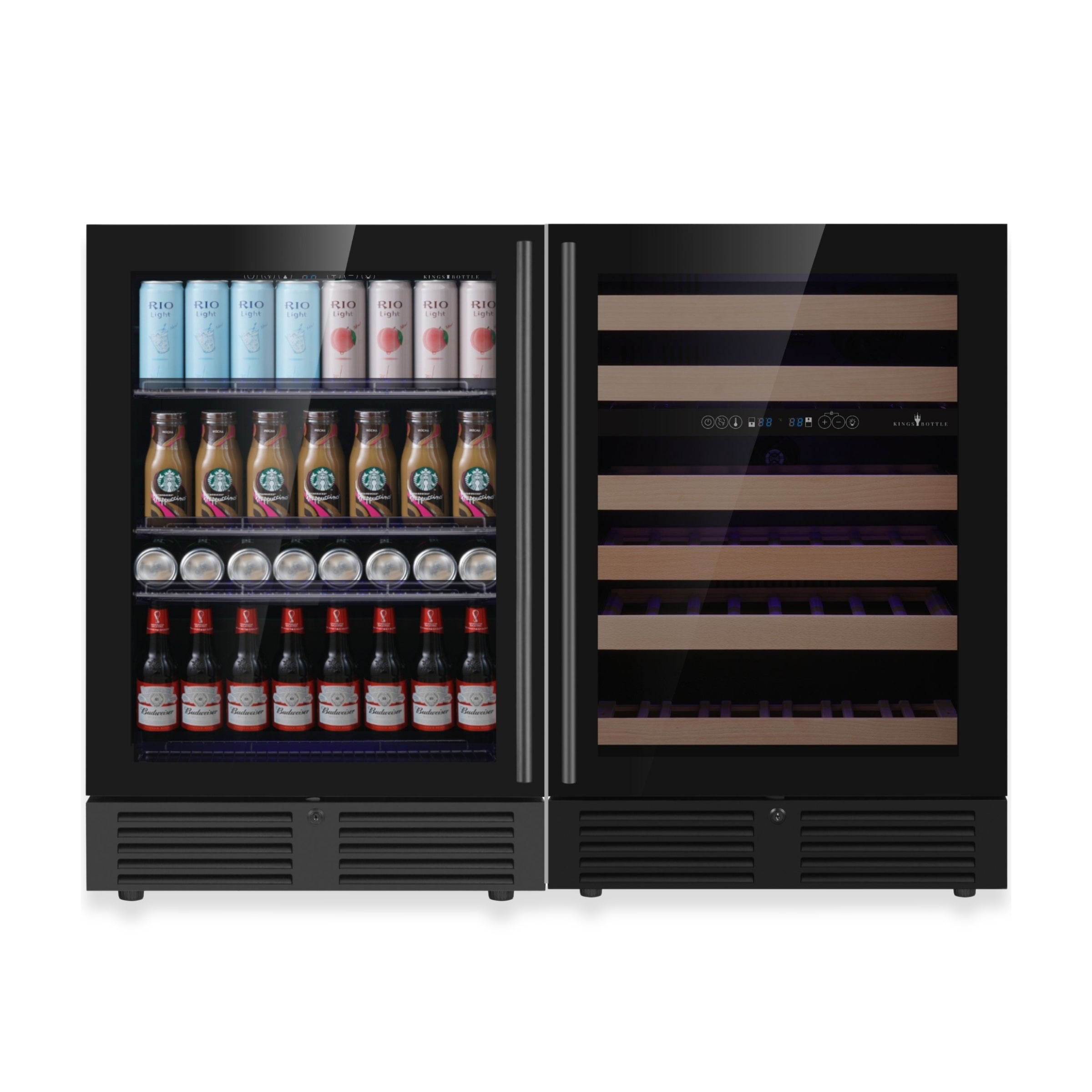 48" Ultimate Under Bench Wine Fridge and Bar Refrigerator Combo with 3 Temp. Zones