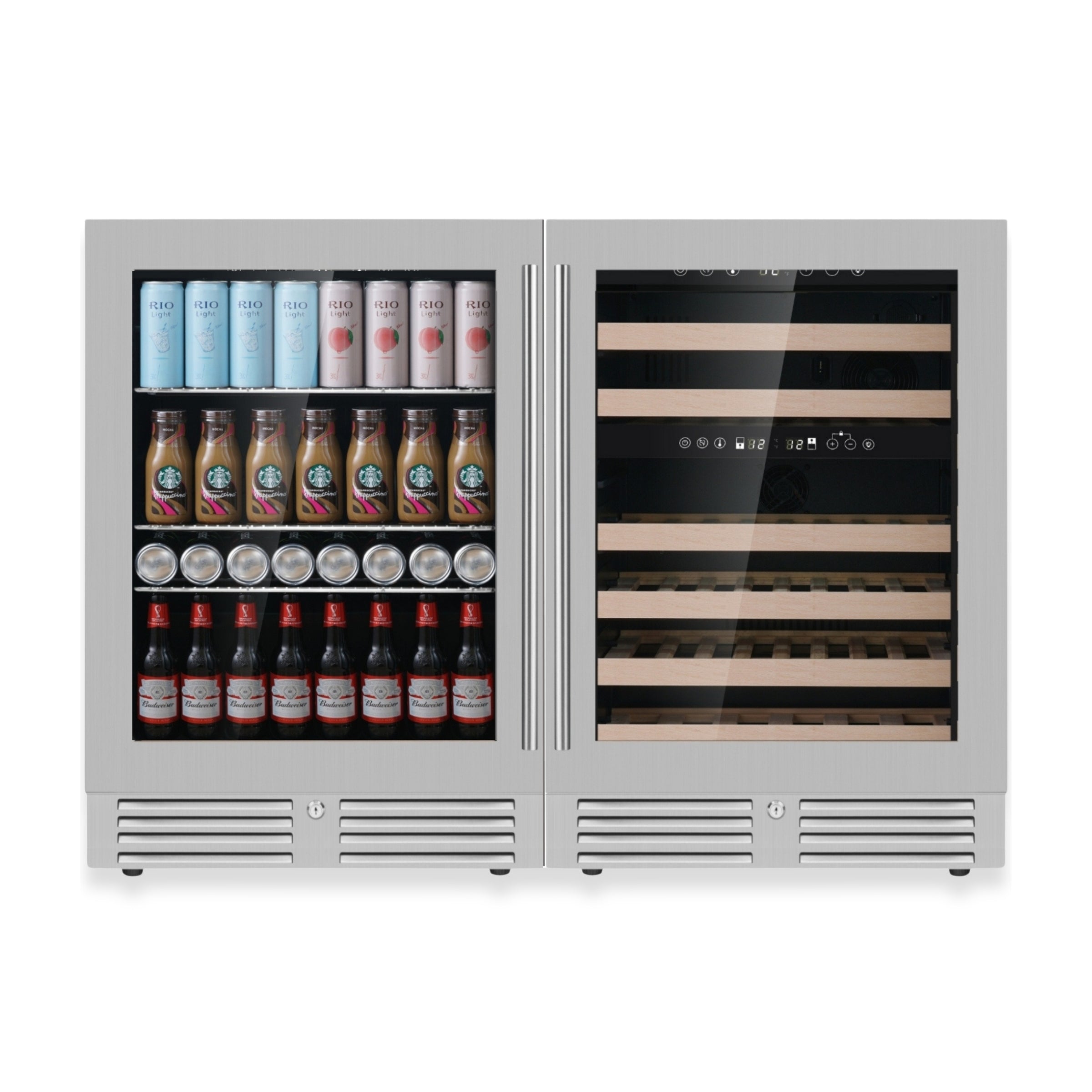 48" Ultimate Under Bench Wine Fridge and Bar Refrigerator Combo with 3 Temp. Zones