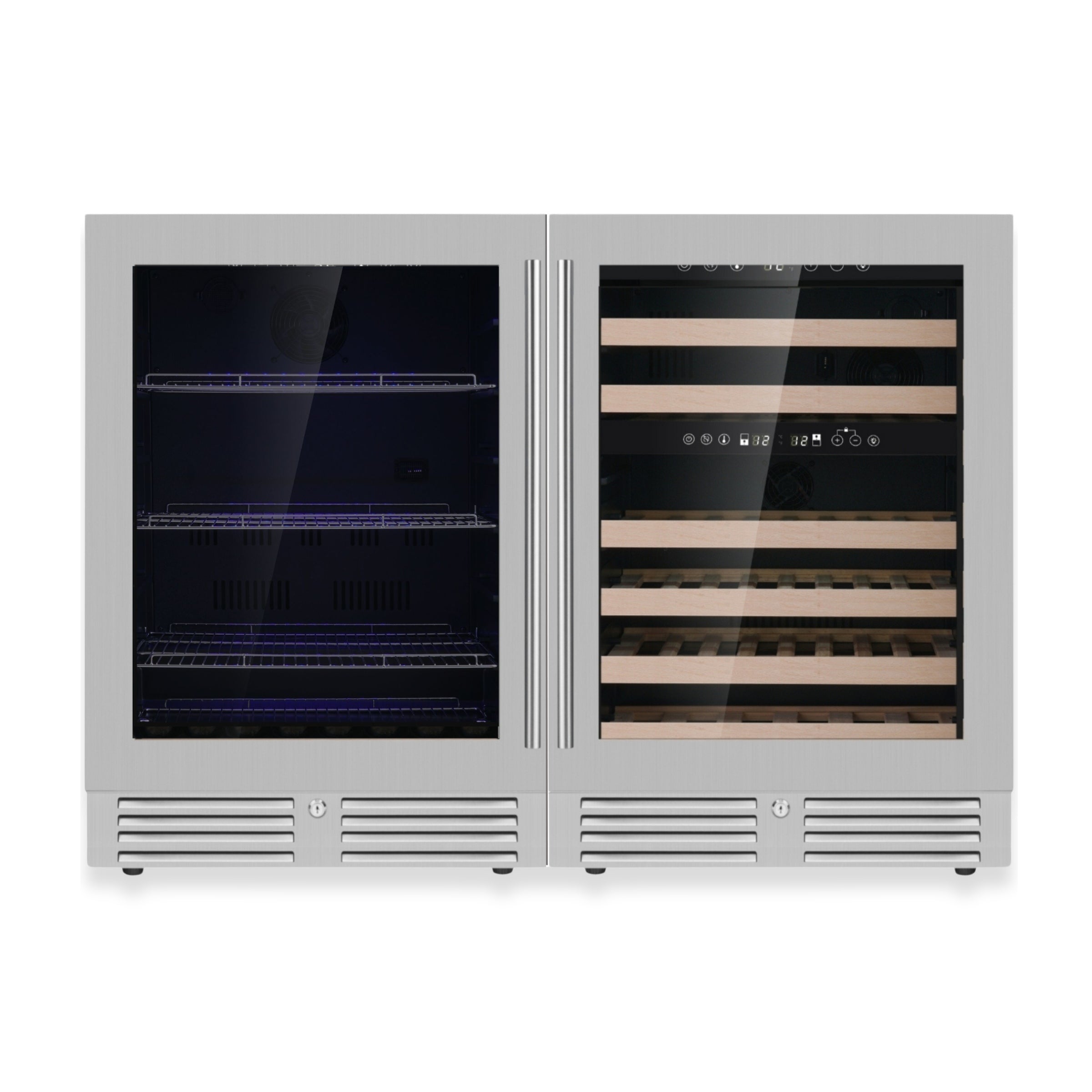 48" Ultimate Under Bench Wine Fridge and Bar Refrigerator Combo with 3 Temp. Zones