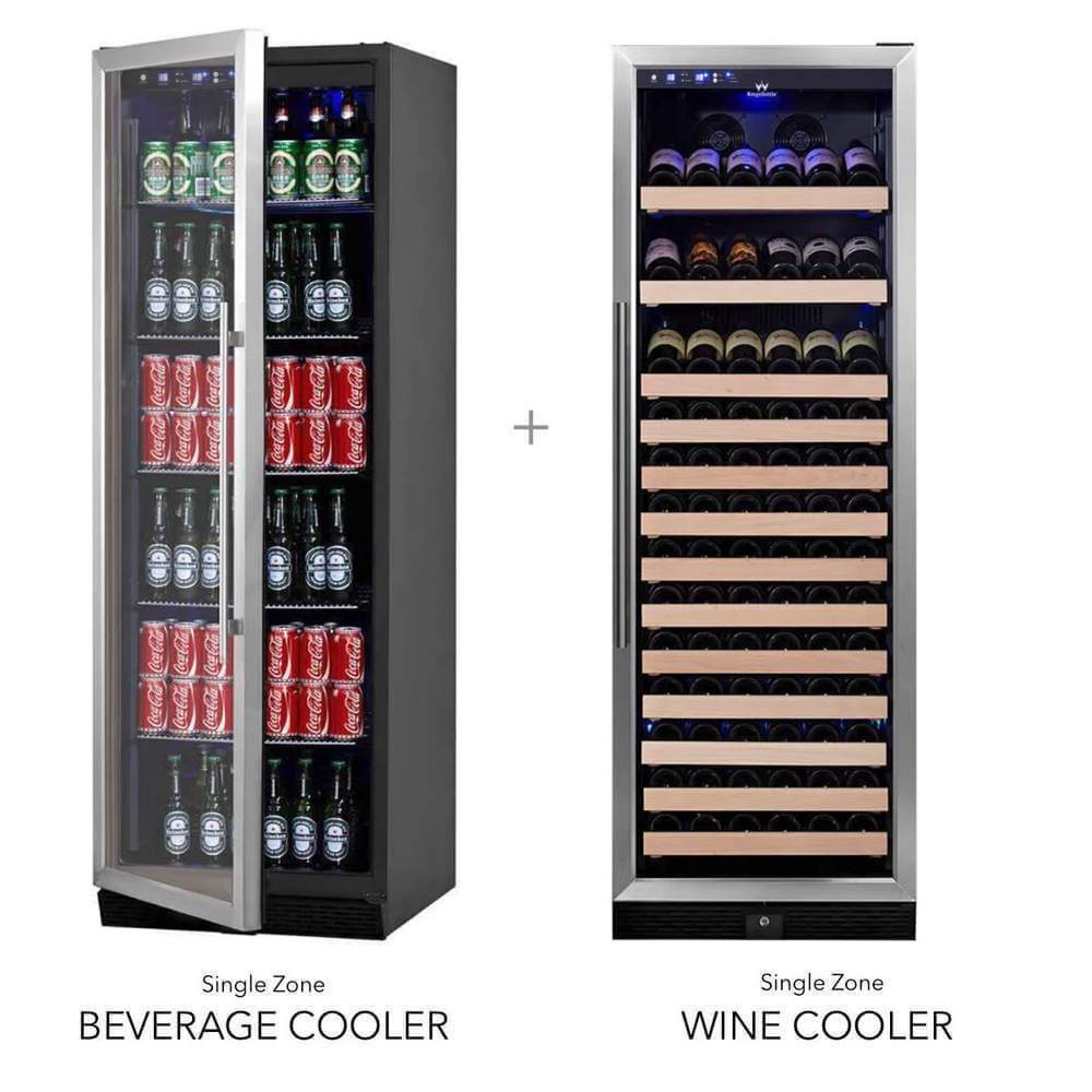 72" Upright Large Beer & Wine Cooler Combo Dual zone fridge KingsBottle