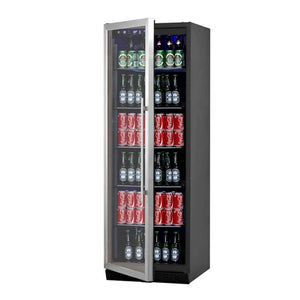 72" Large Beverage Refrigerator With Clear Glass Door with Stainless Steel Trim
