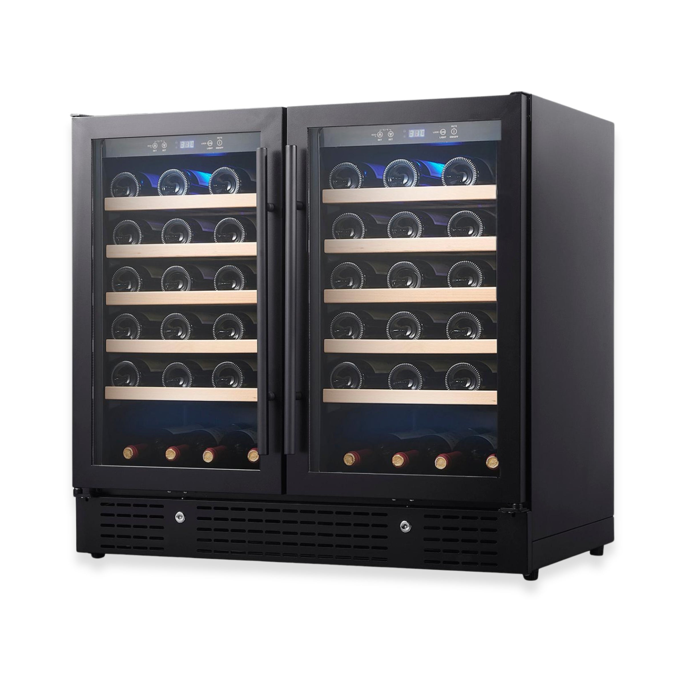 36" Under Bench Dual-Zone Wine Cooler with Low-E Glass Door