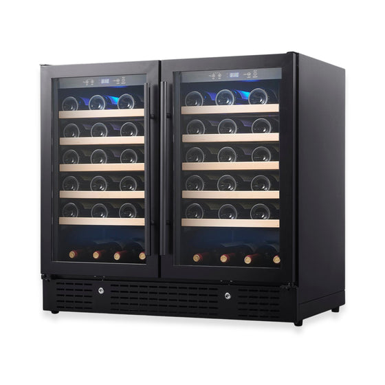 36-inch Under Bench Dual-Zone Wine Cooler with Low-E Glass Door