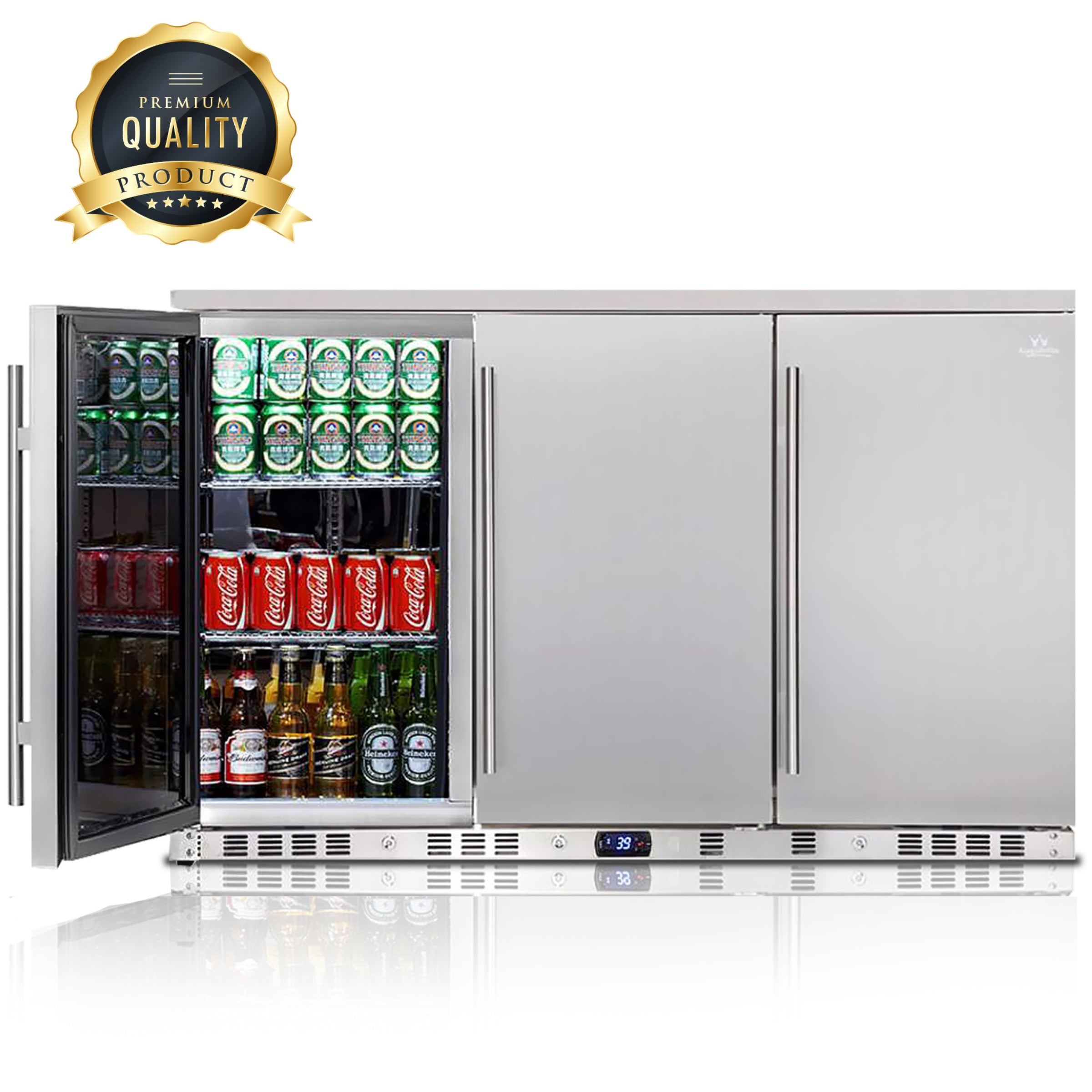 53 Inch Solid 3-Door Outdoor Beverage Drinks Cooler