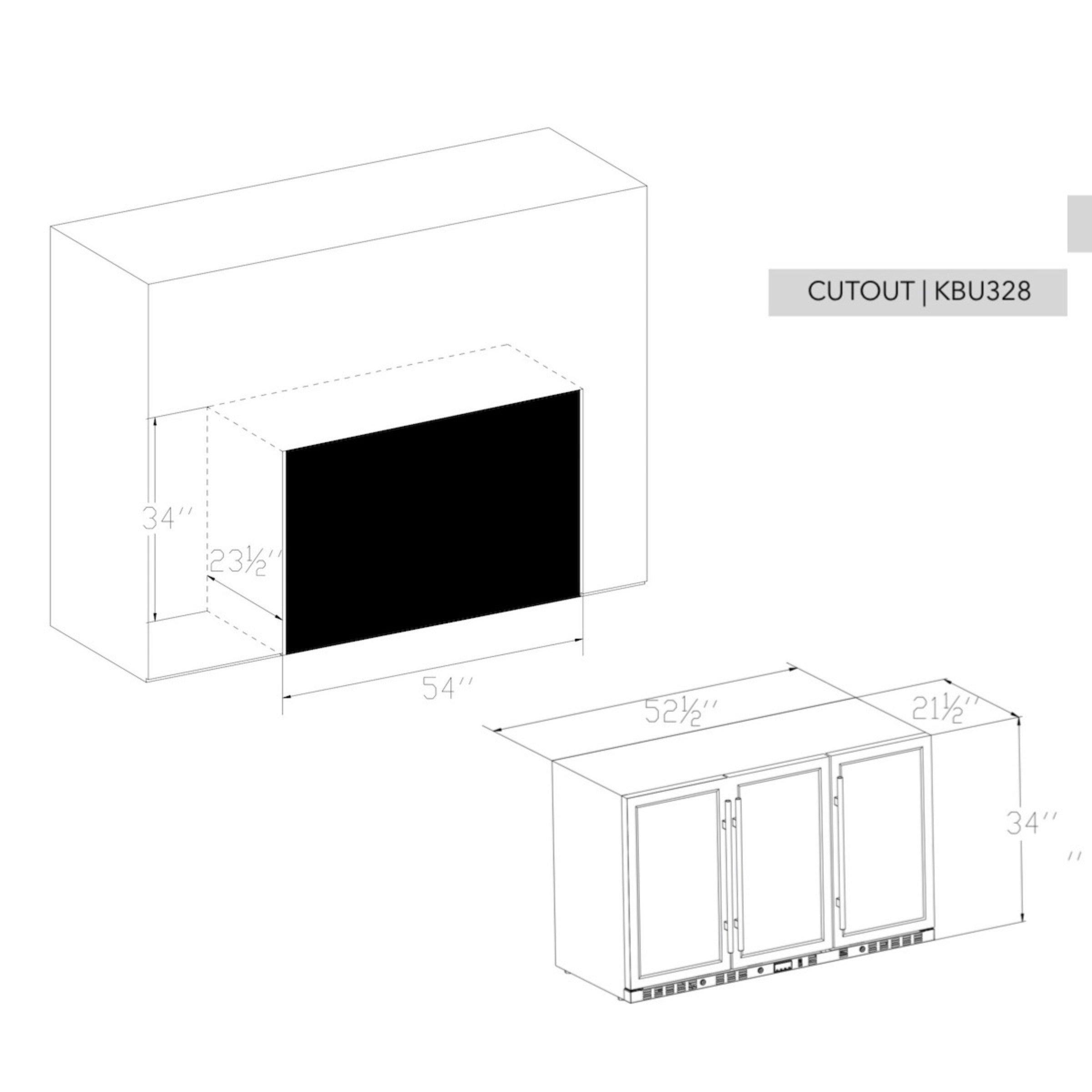 53 Inch Solid 3-Door Outdoor Beverage Drinks Cooler