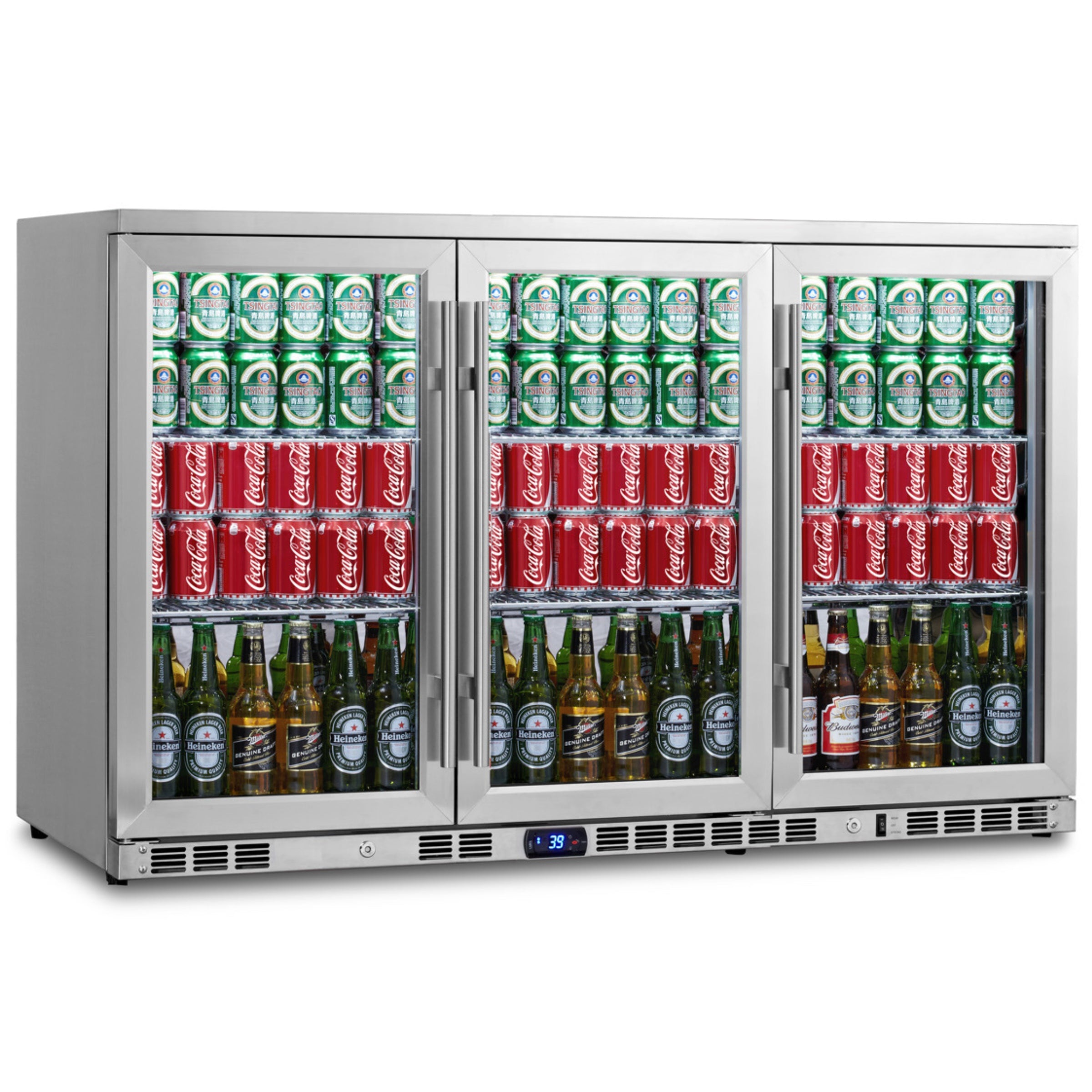 53 Inch Heating Glass 3 Door Large Beverage Refrigerator