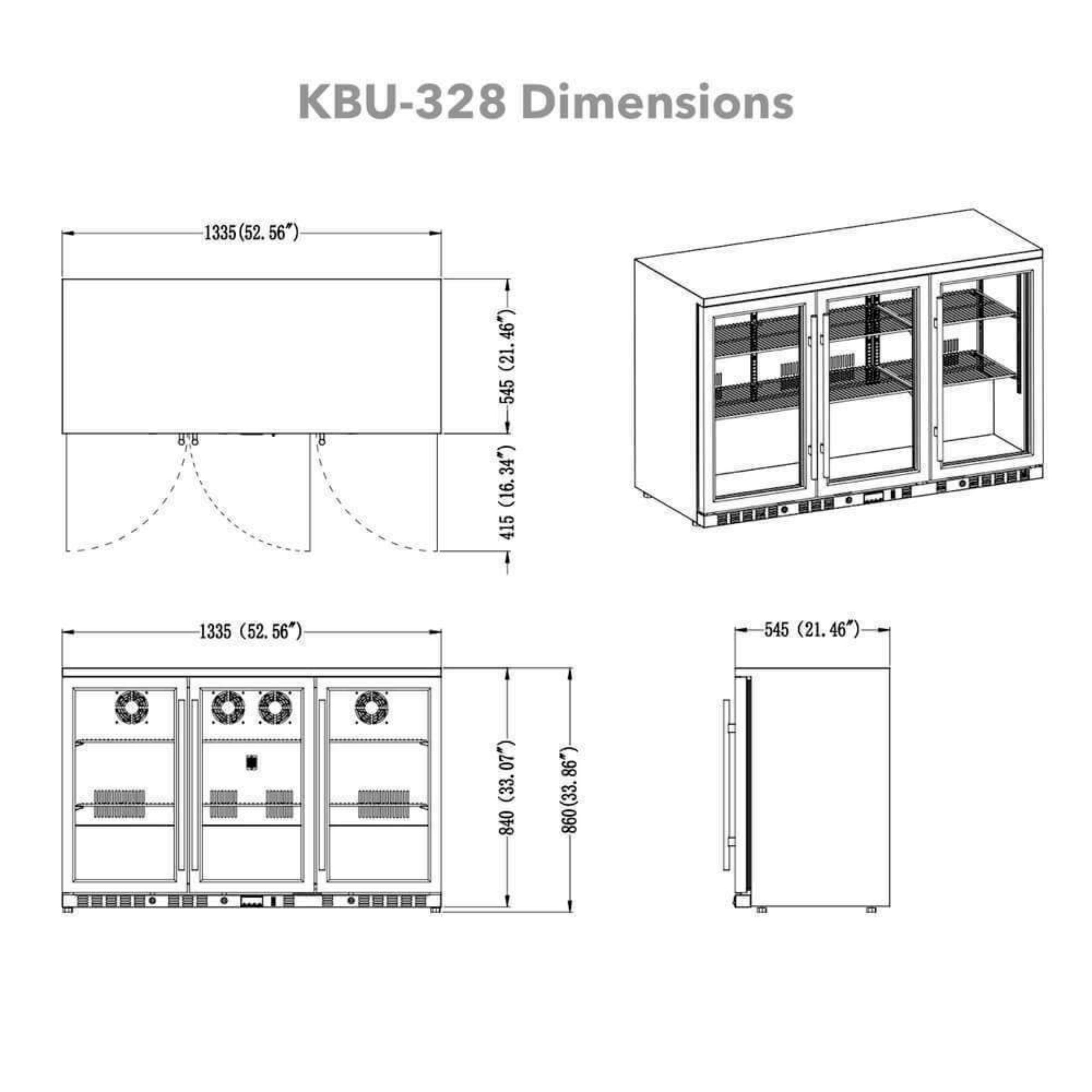 53 Inch Heating Glass 3 Door Large Beverage Refrigerator