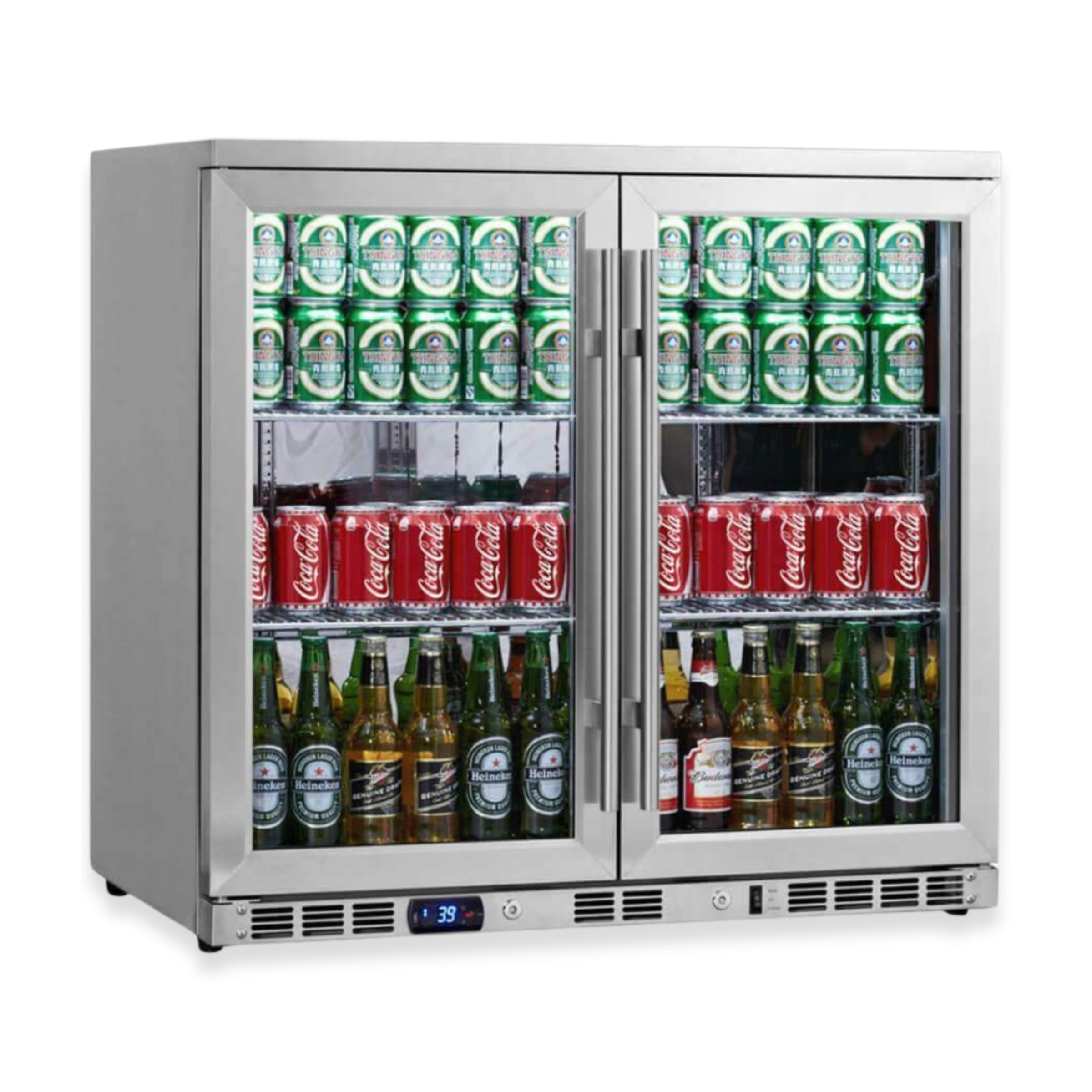 36-Inch Heating Glass Dual Door Built In Beverage Fridge