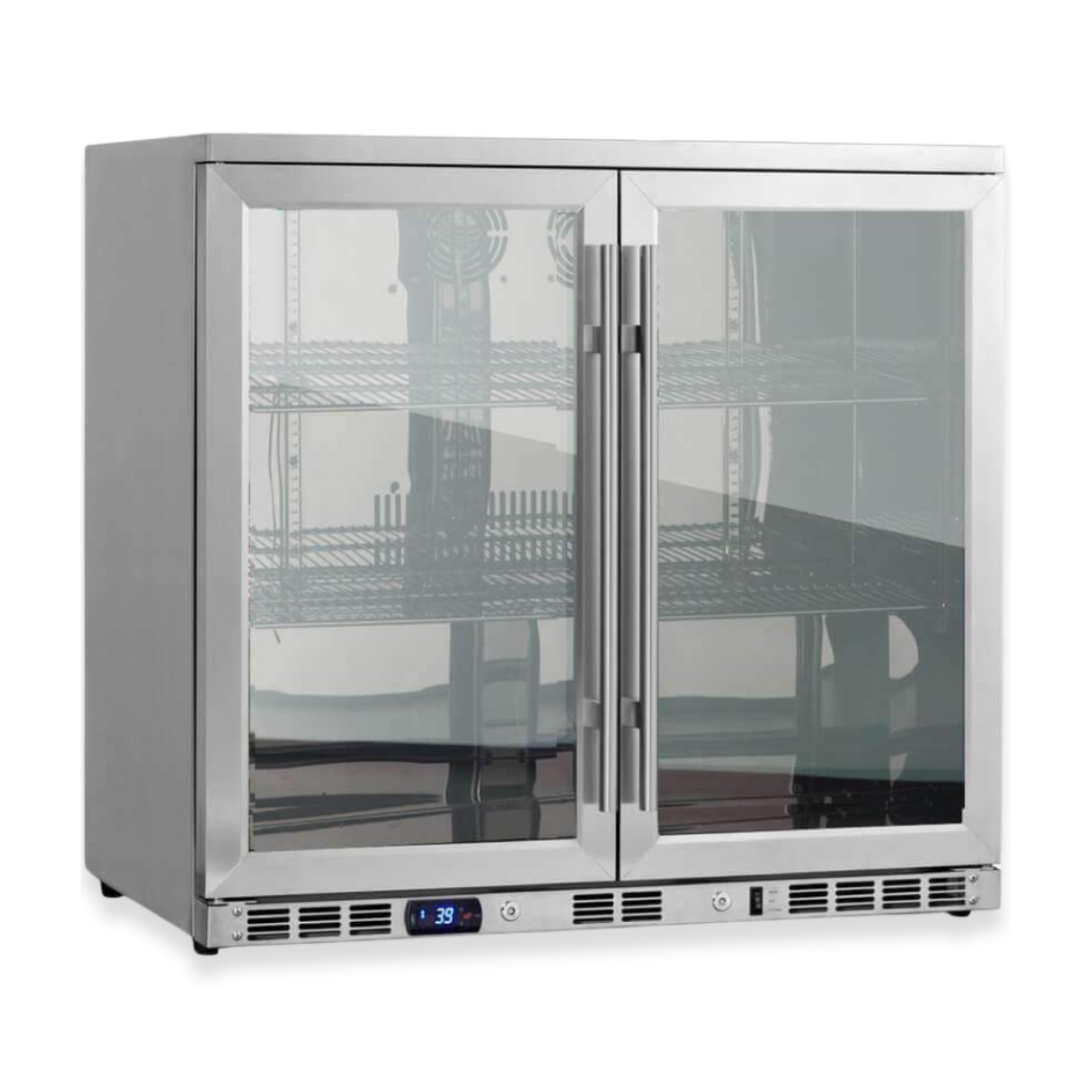 36-Inch Heating Glass Dual Door Built In Beverage Fridge