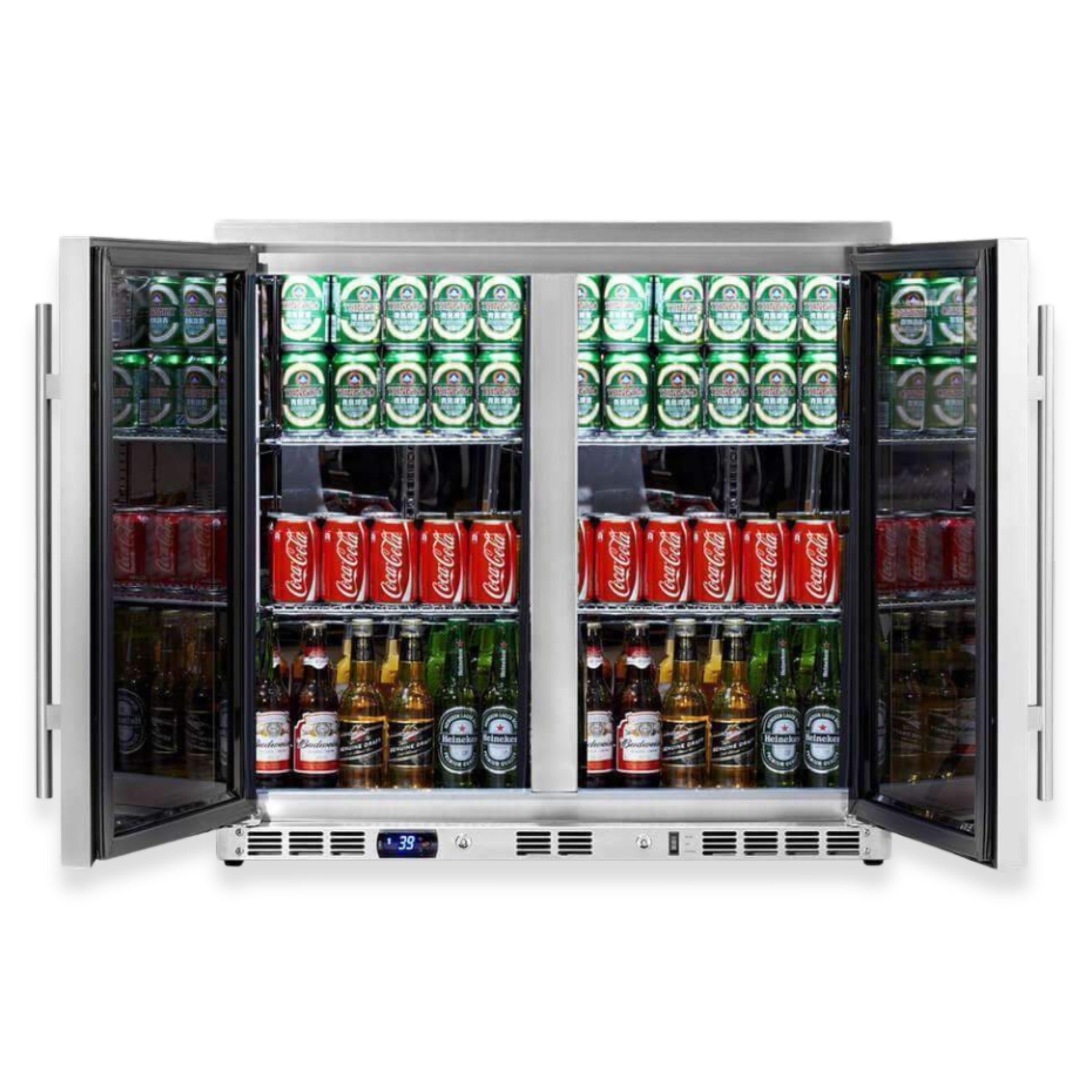 36-Inch Heating Glass Dual Door Built In Beverage Fridge