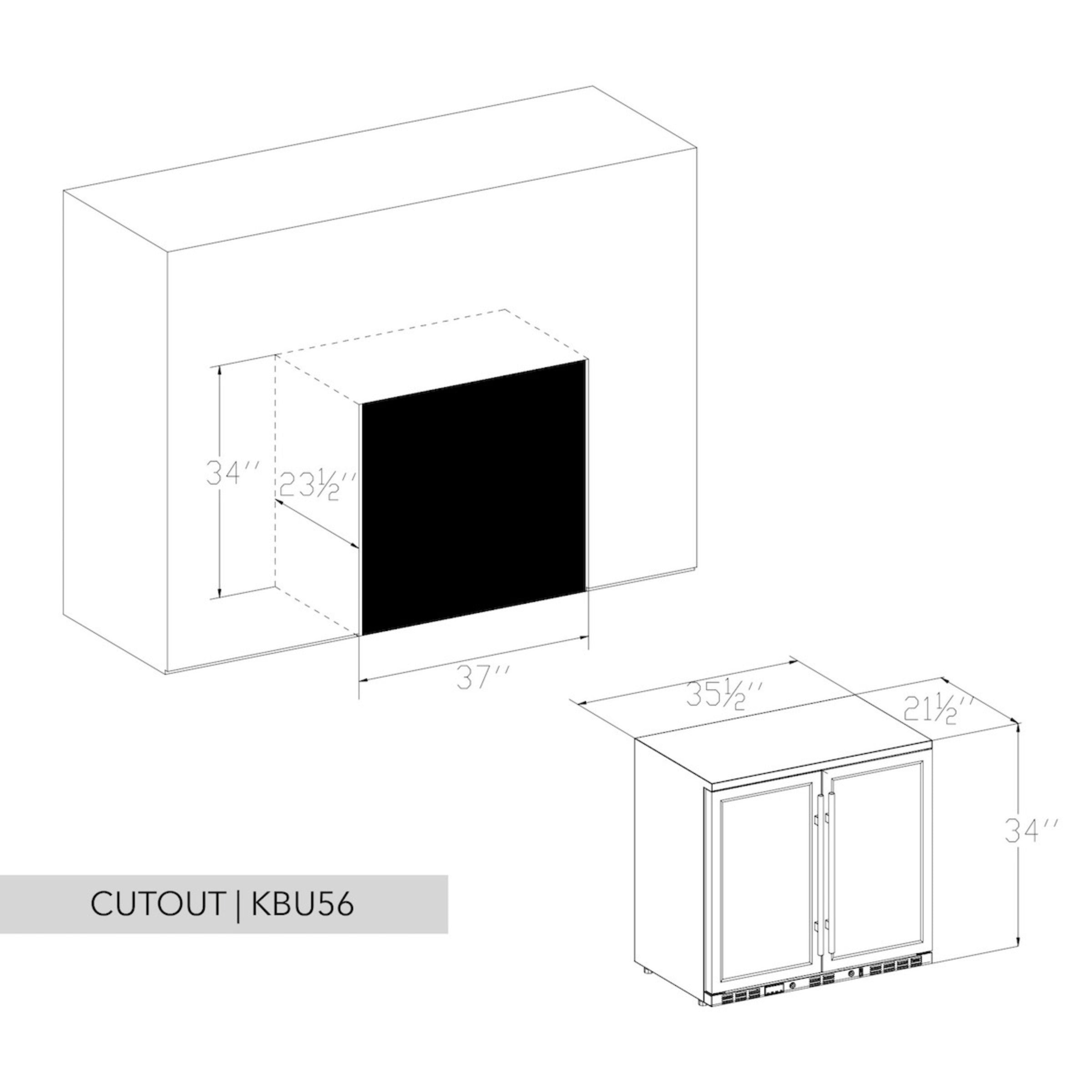 36-Inch Heating Glass Dual Door Built In Beverage Fridge