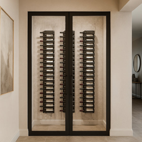 Wall-Mounted Metal Rail Wine Rack with Offset Pegs