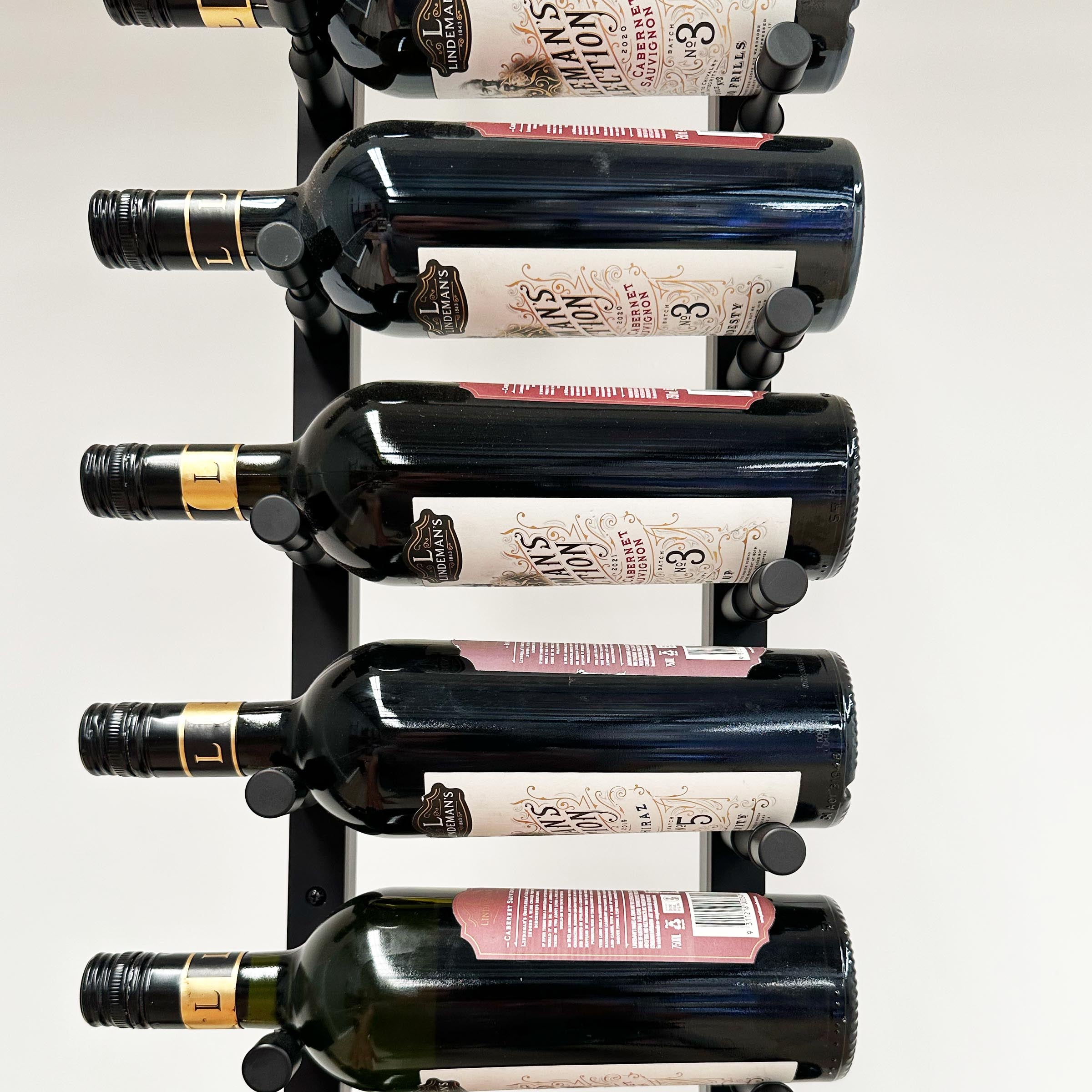 Wall-Mounted Metal Rail Wine Rack with Offset Pegs
