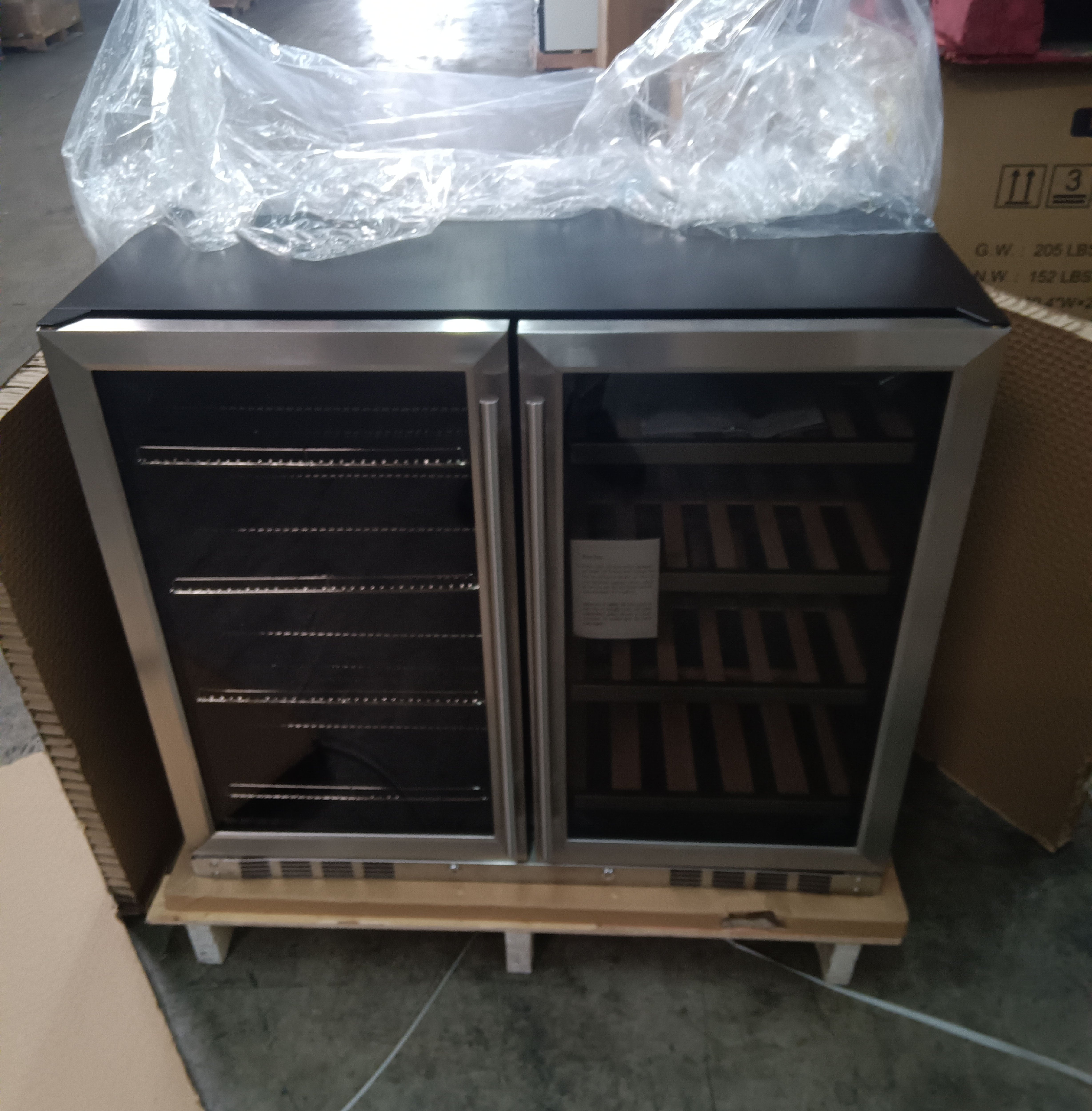 Refurbished - 39 Inch Under Counter Wine And Beer Fridge Combo - Stainless Steel Door