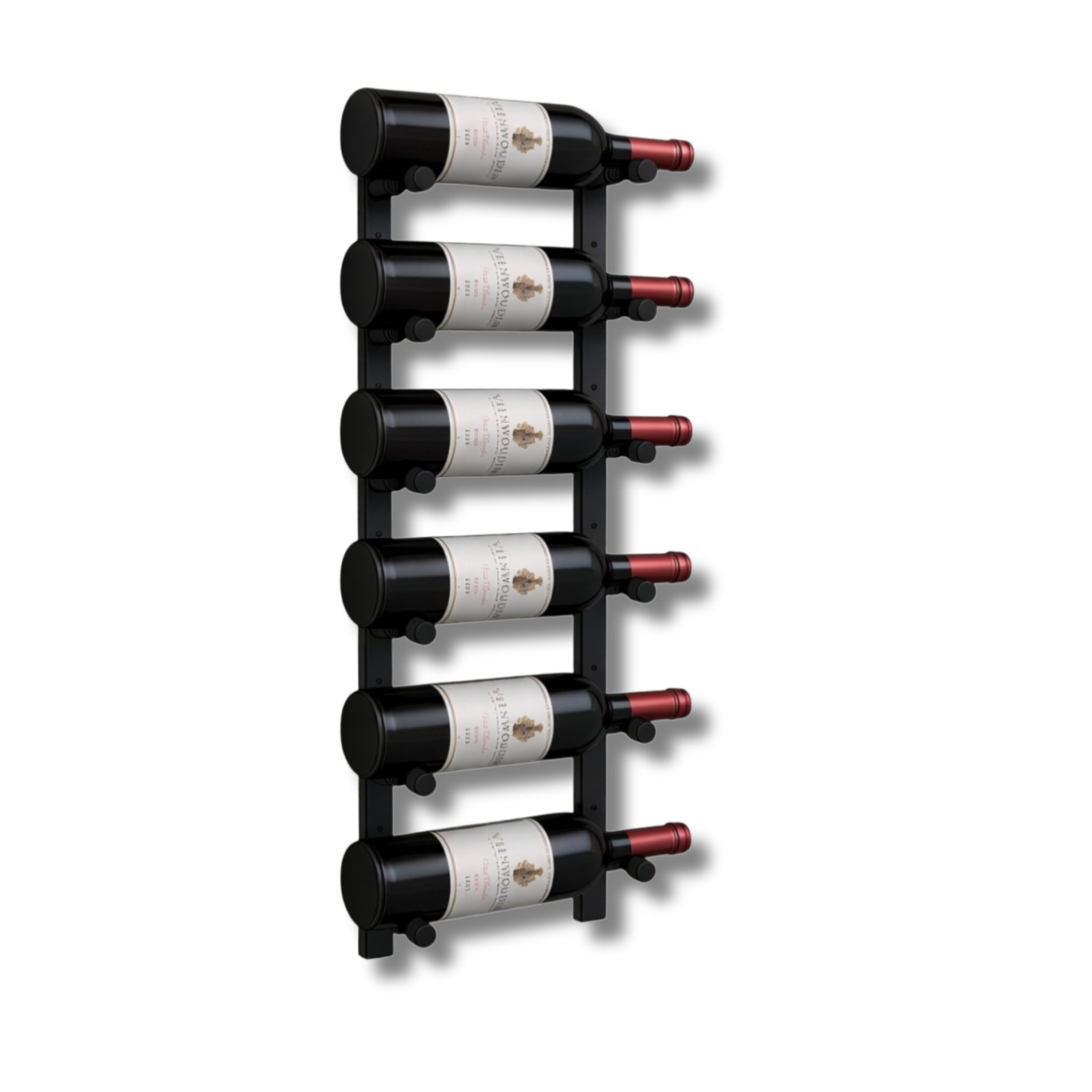 Wall-Mounted Metal Rail Wine Rack with Offset Pegs
