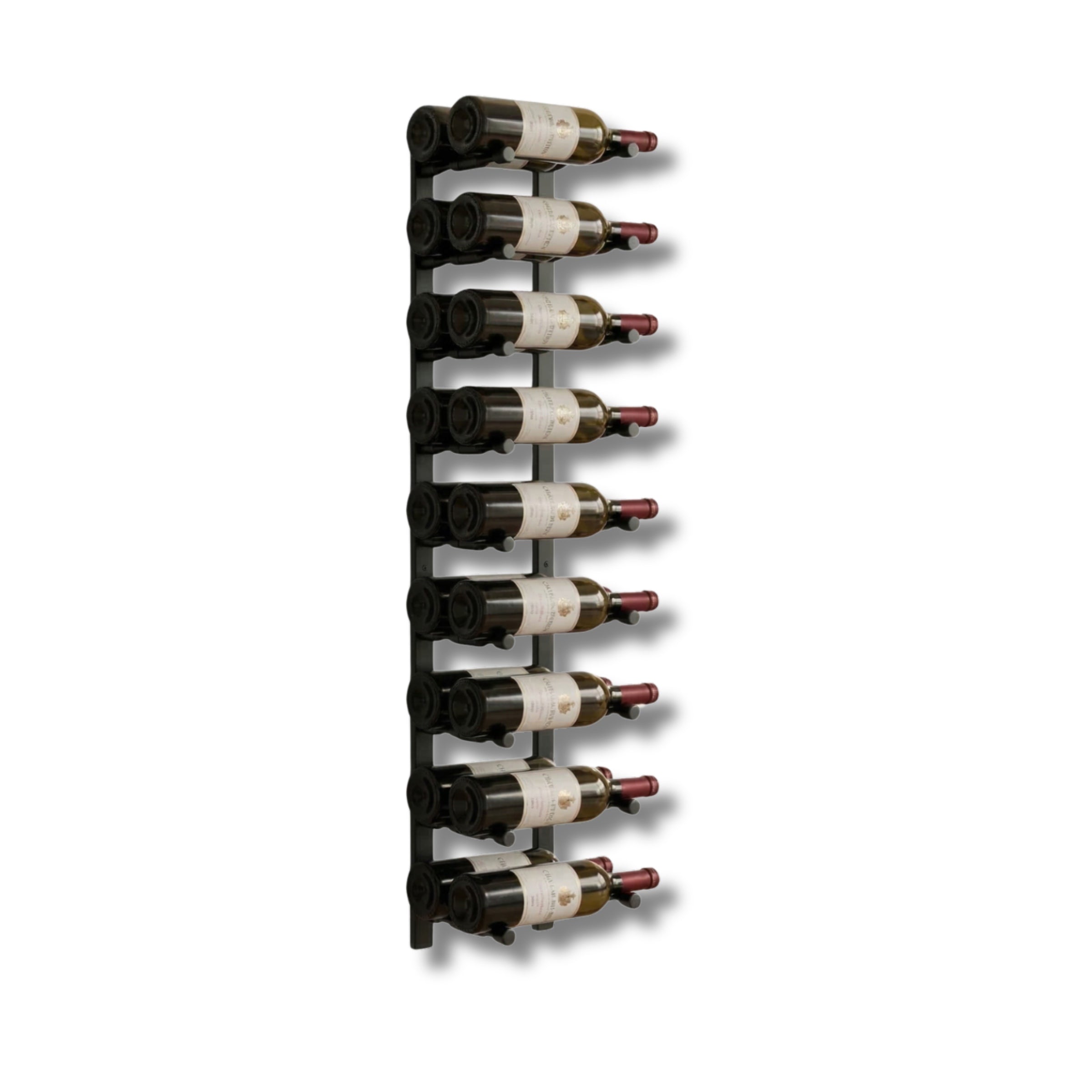 Wall-Mounted Metal Rail Wine Rack with Offset Pegs