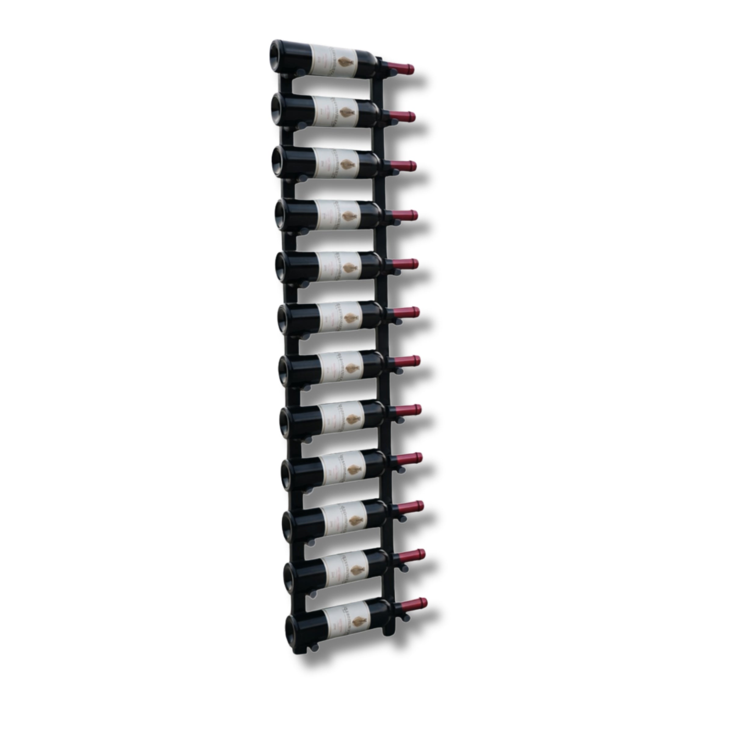Wall-Mounted Metal Rail Wine Rack with Offset Pegs